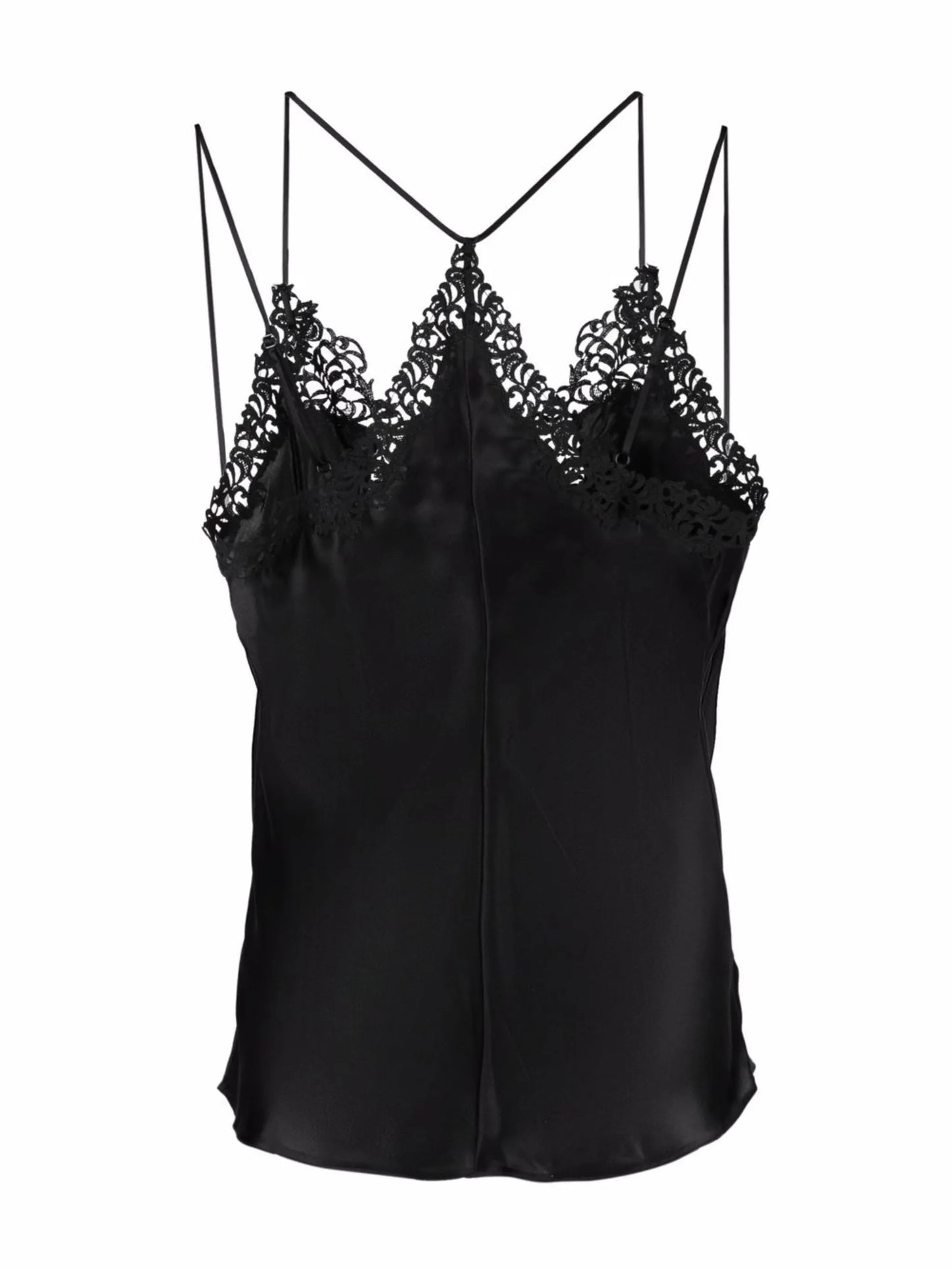 macramé-trim silk-blend top