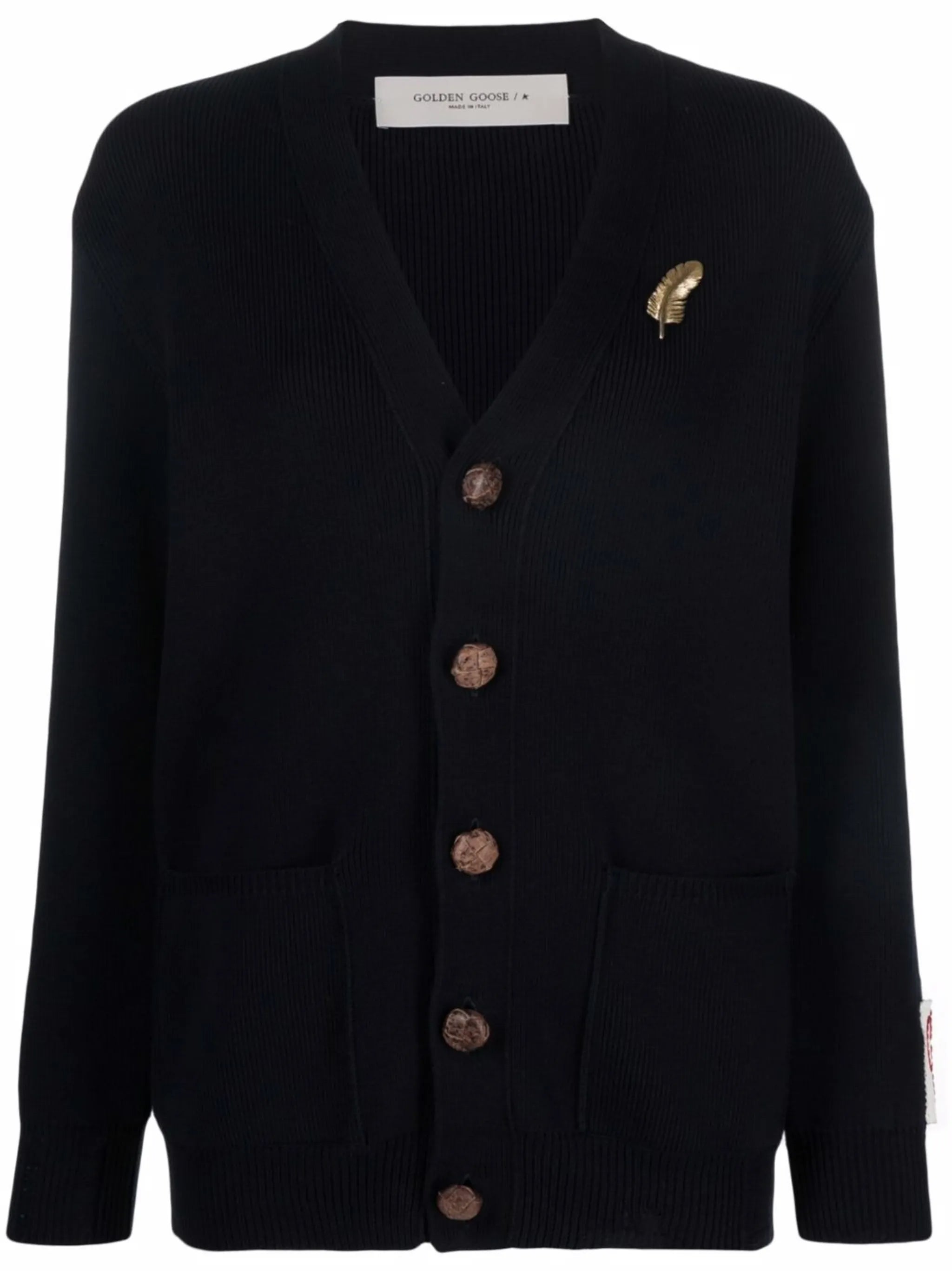 V-neck button-fastening cardigan