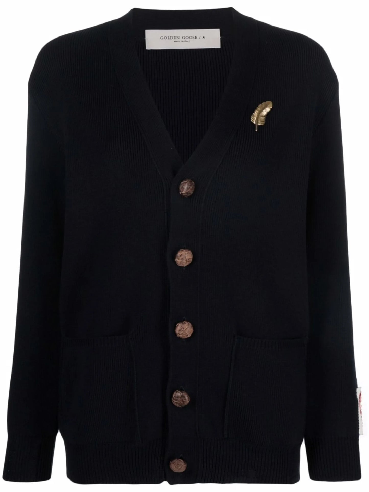 V-neck button-fastening cardigan