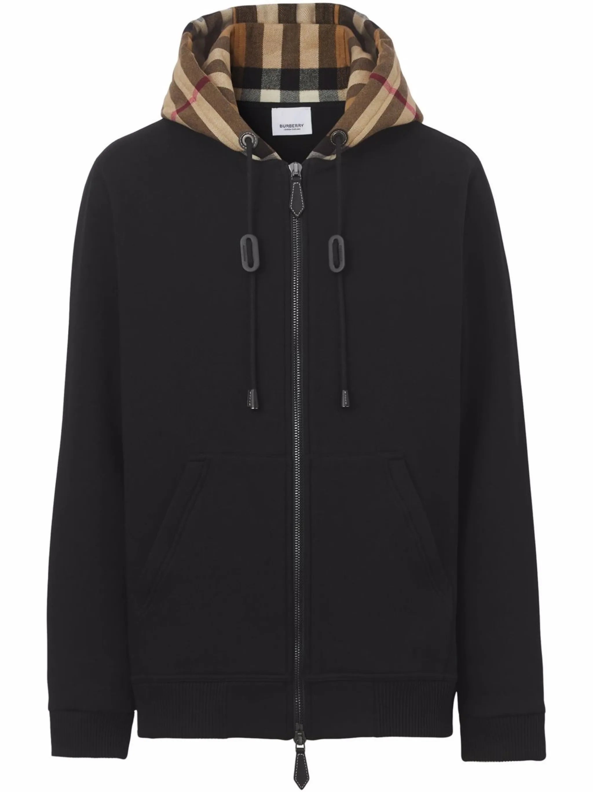 check-hood panelled hoodie