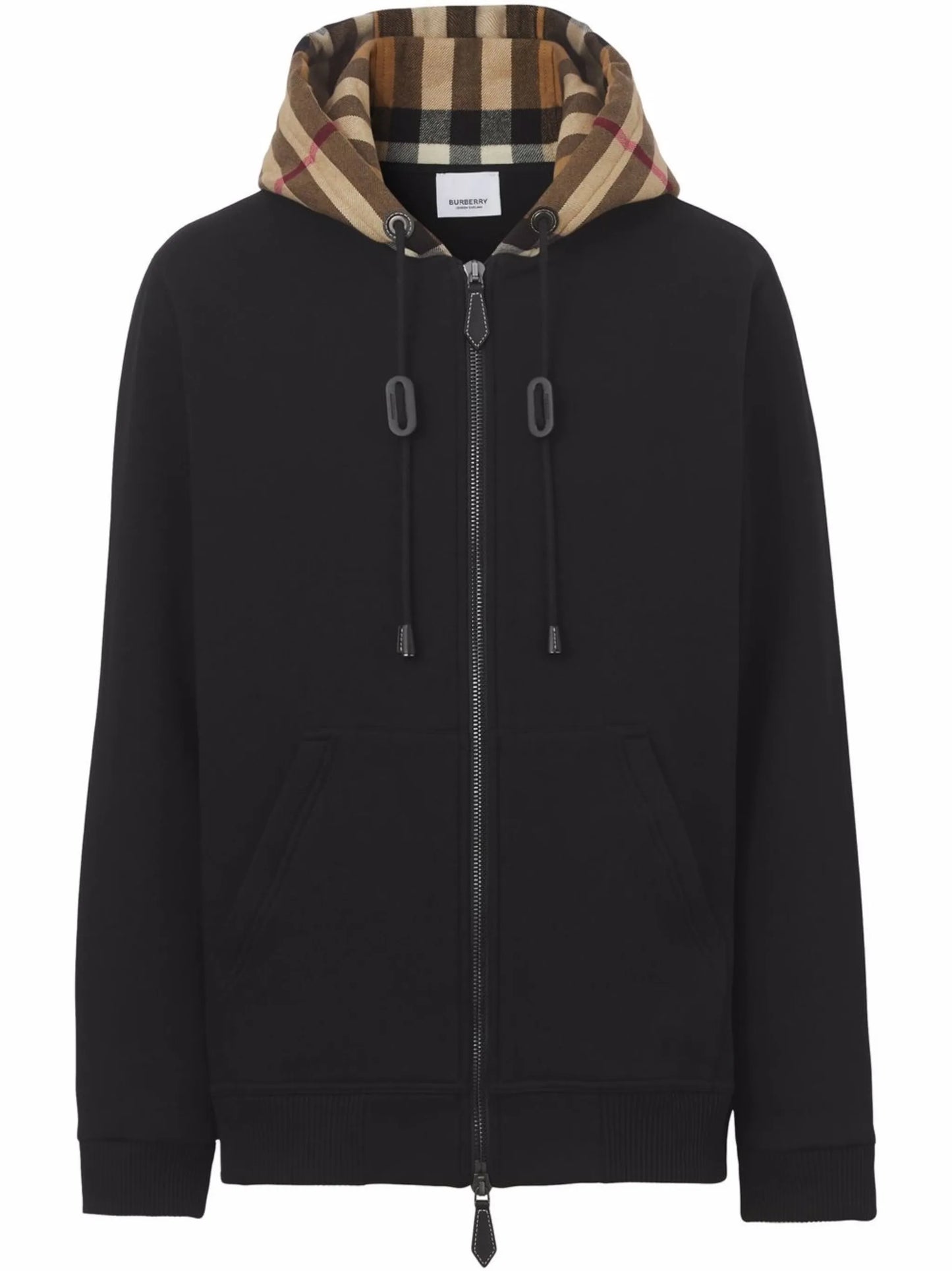 check-hood panelled hoodie