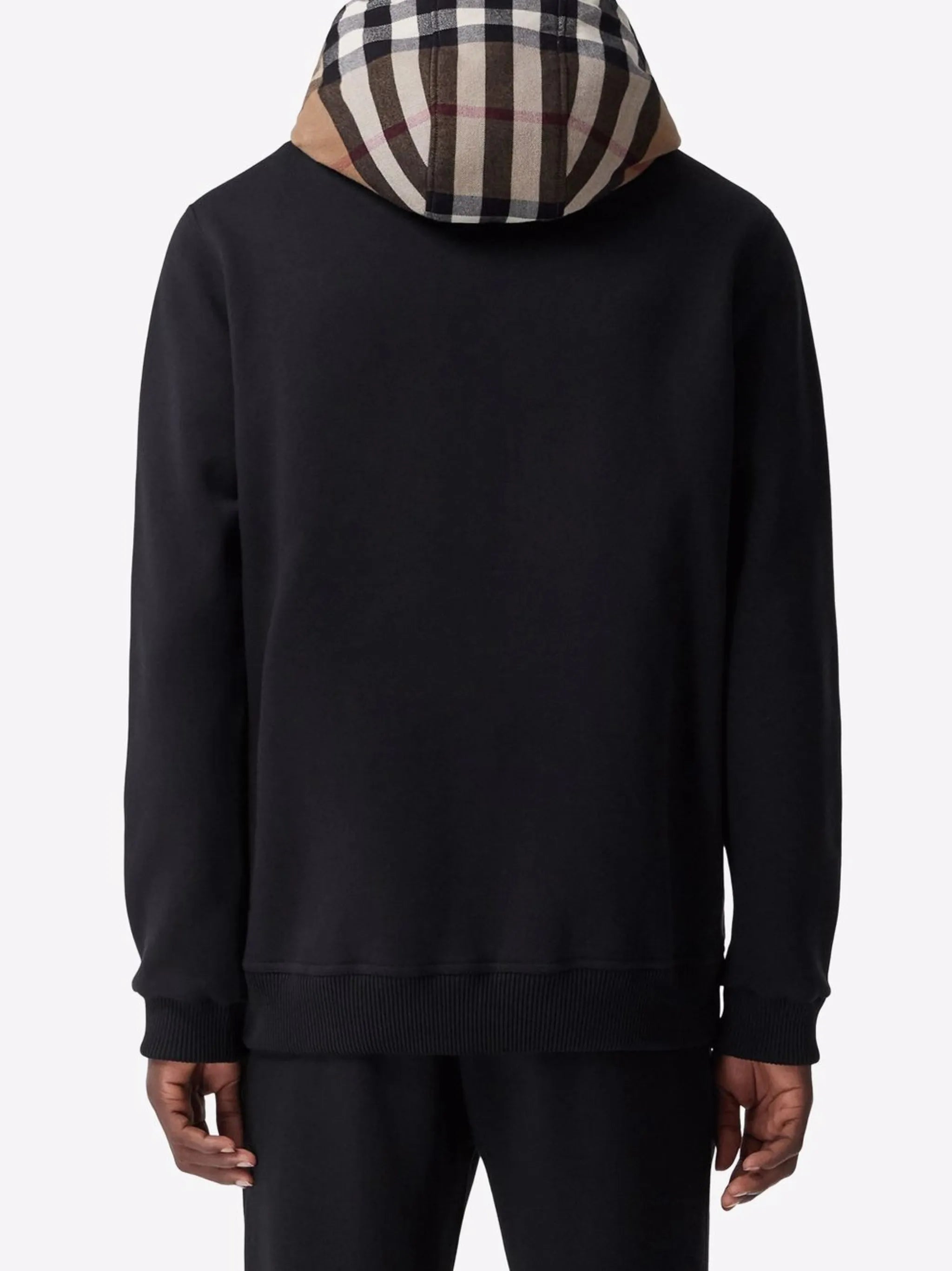 check-hood panelled hoodie