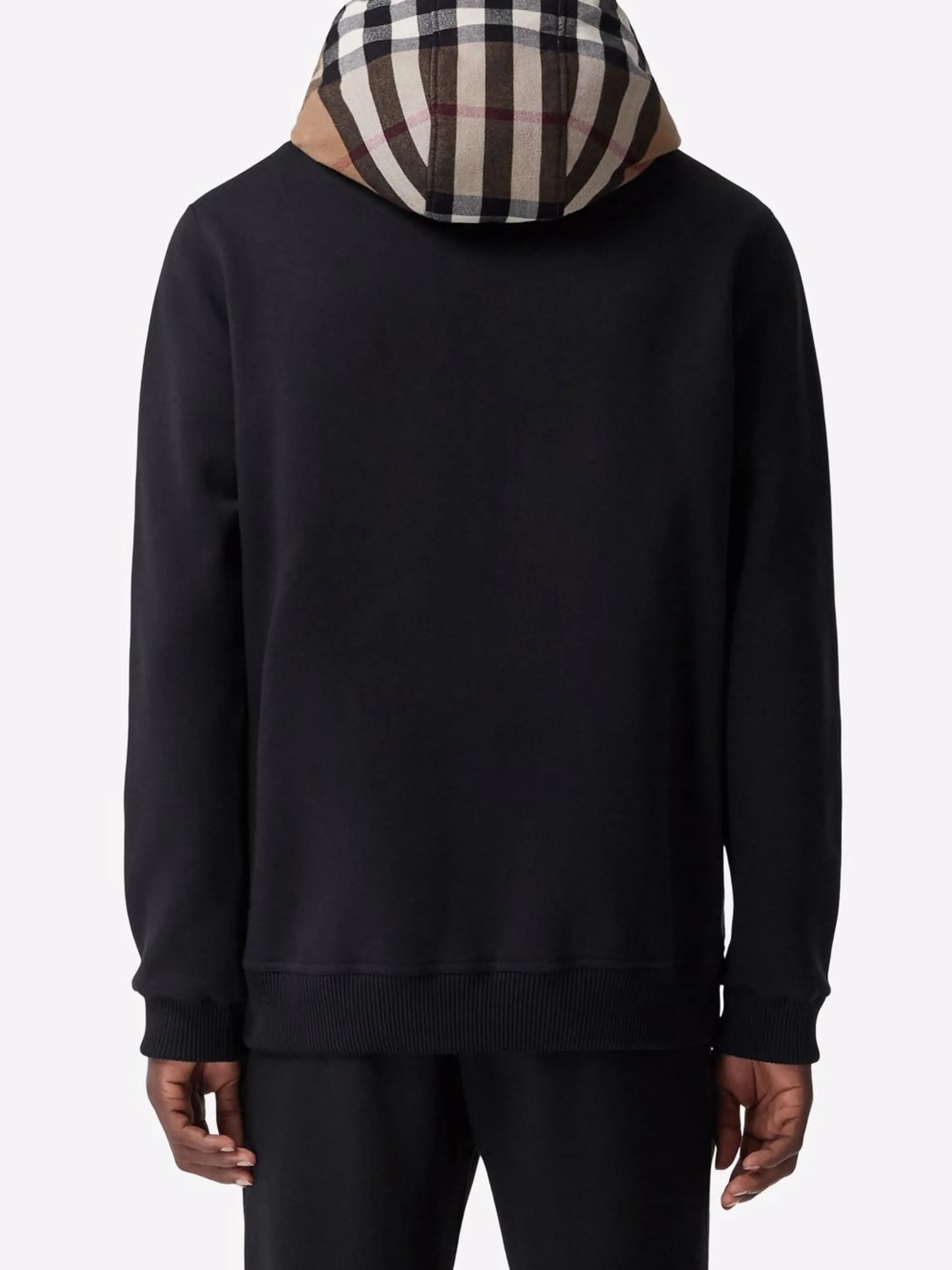 check-hood panelled hoodie
