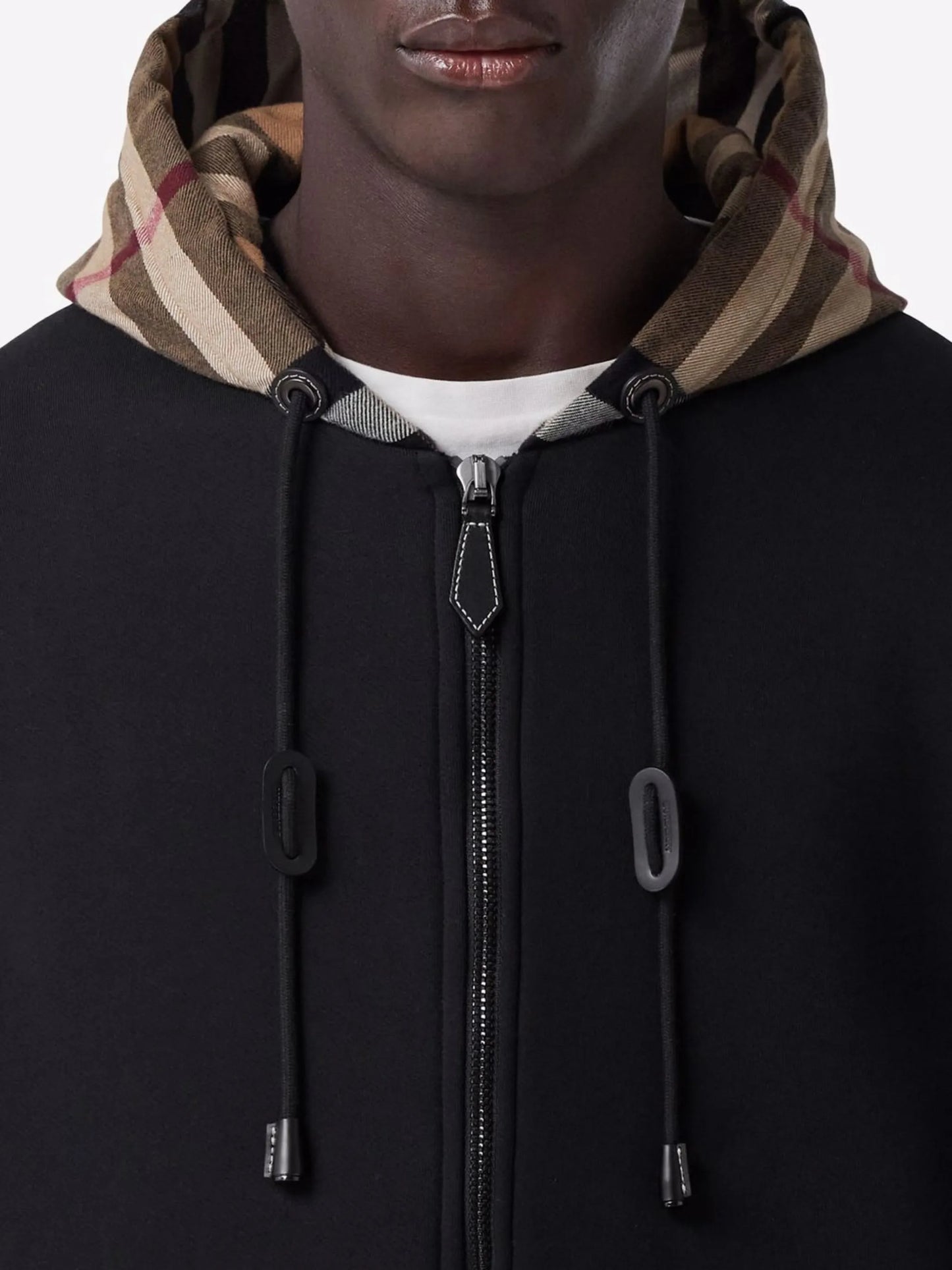 check-hood panelled hoodie