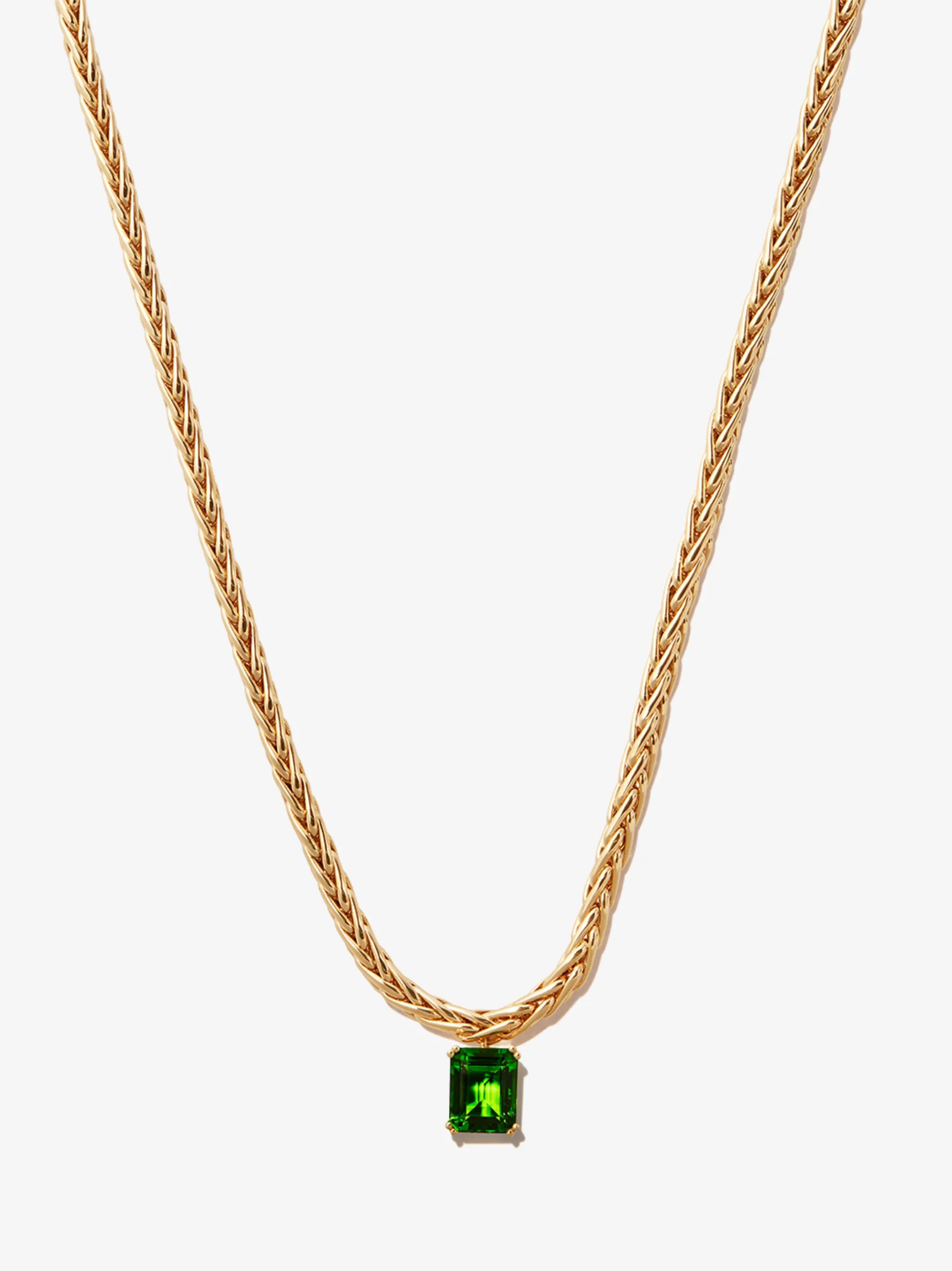 18kt yellow gold emerald necklace