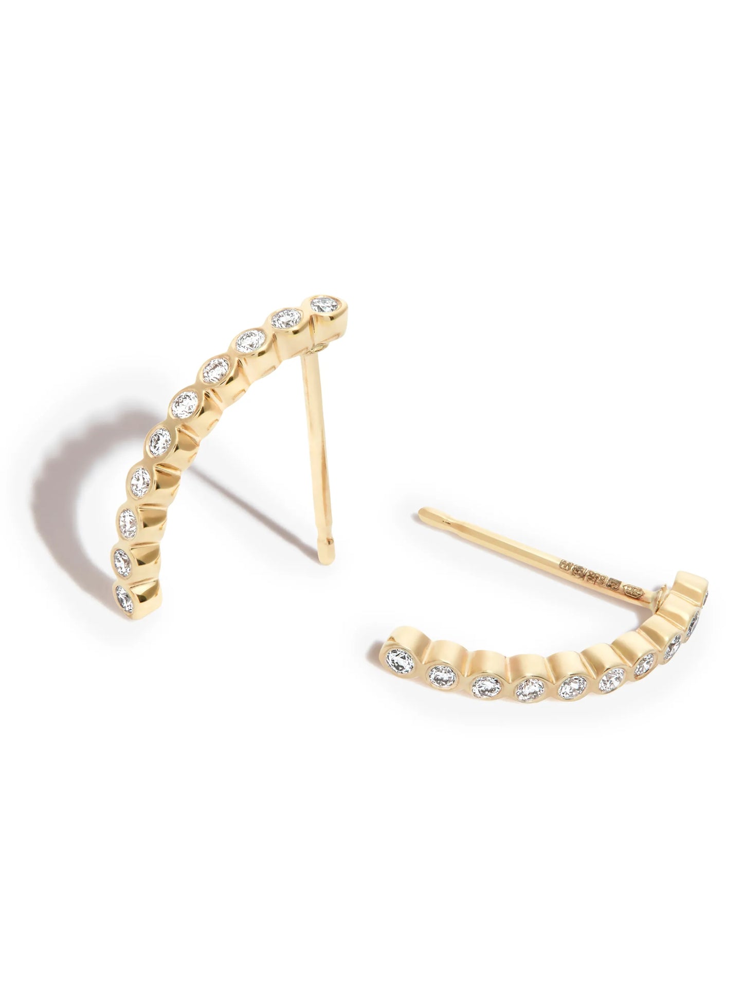 14kt yellow gold diamond hoop earrings