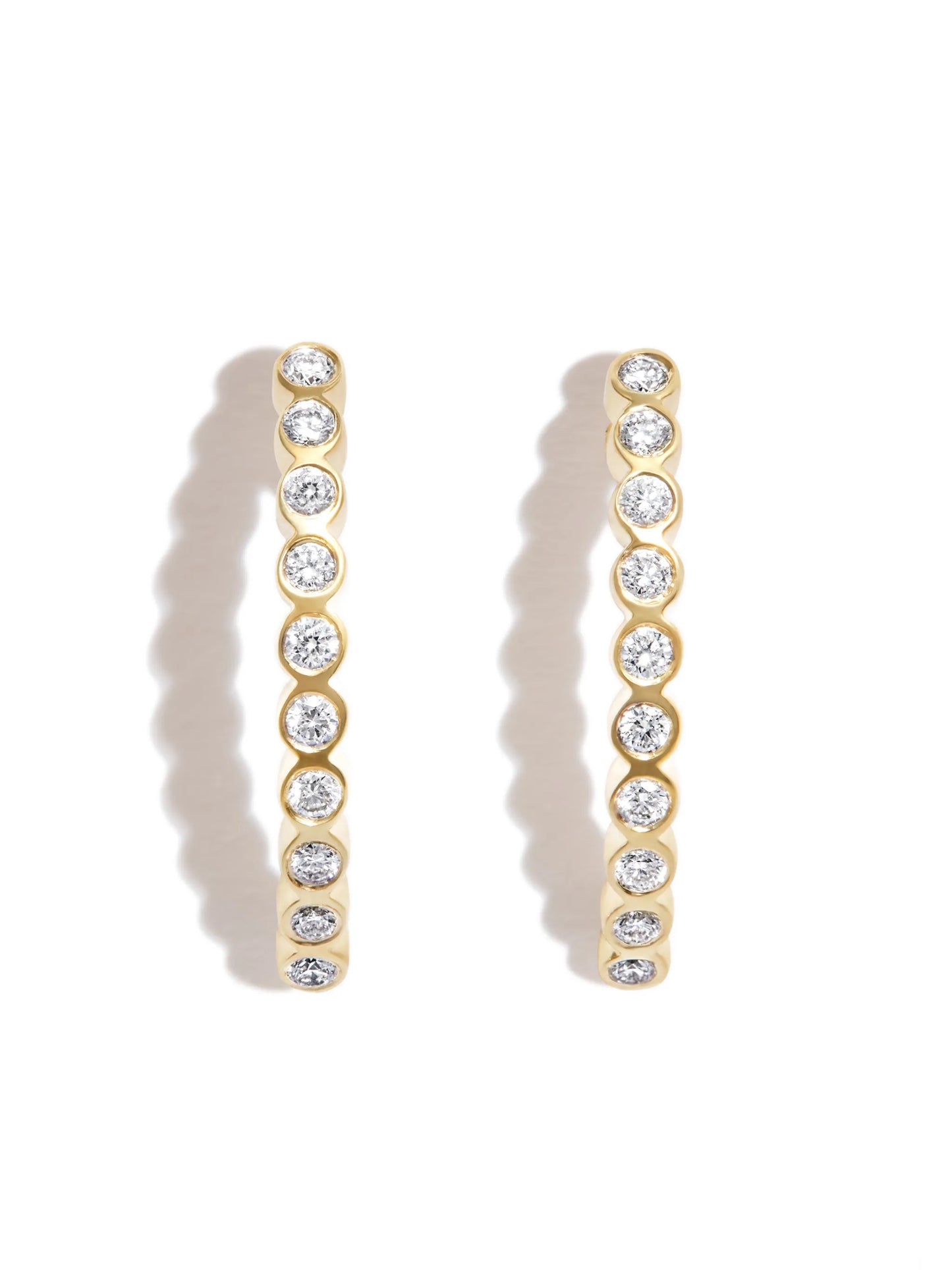 14kt yellow gold diamond hoop earrings