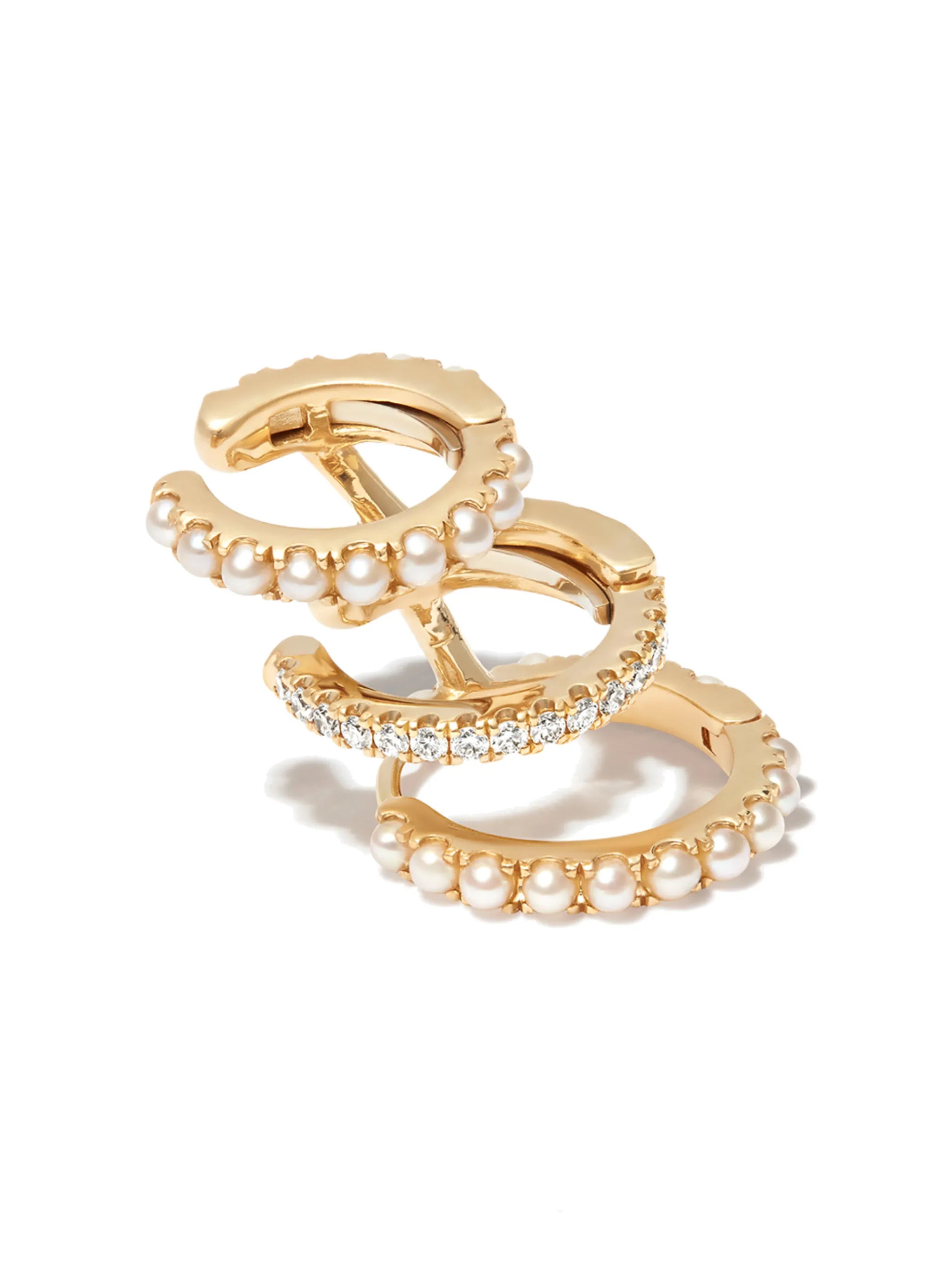 18kt yellow gold triple-hoop earring