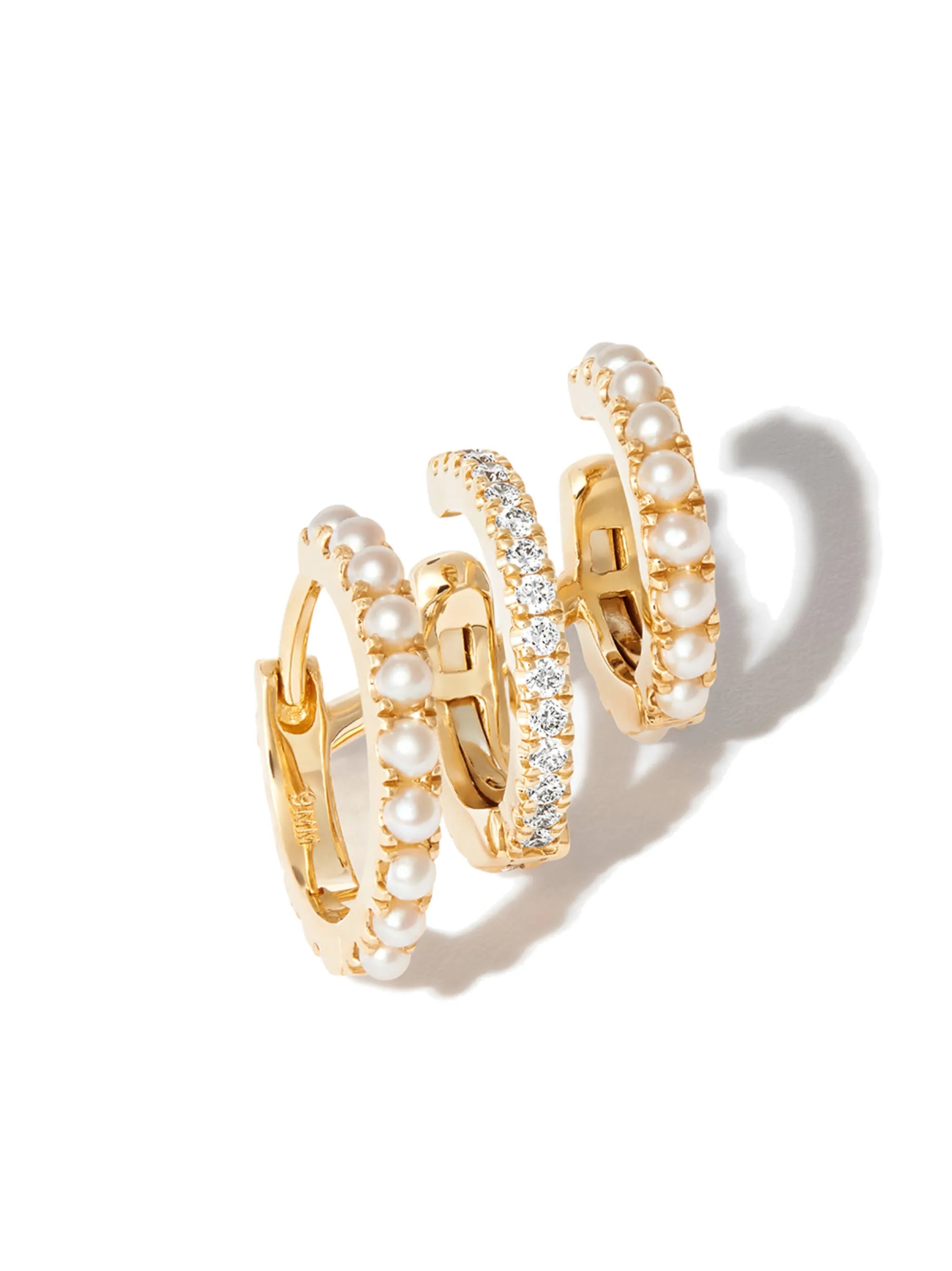 18kt yellow gold triple-hoop earring
