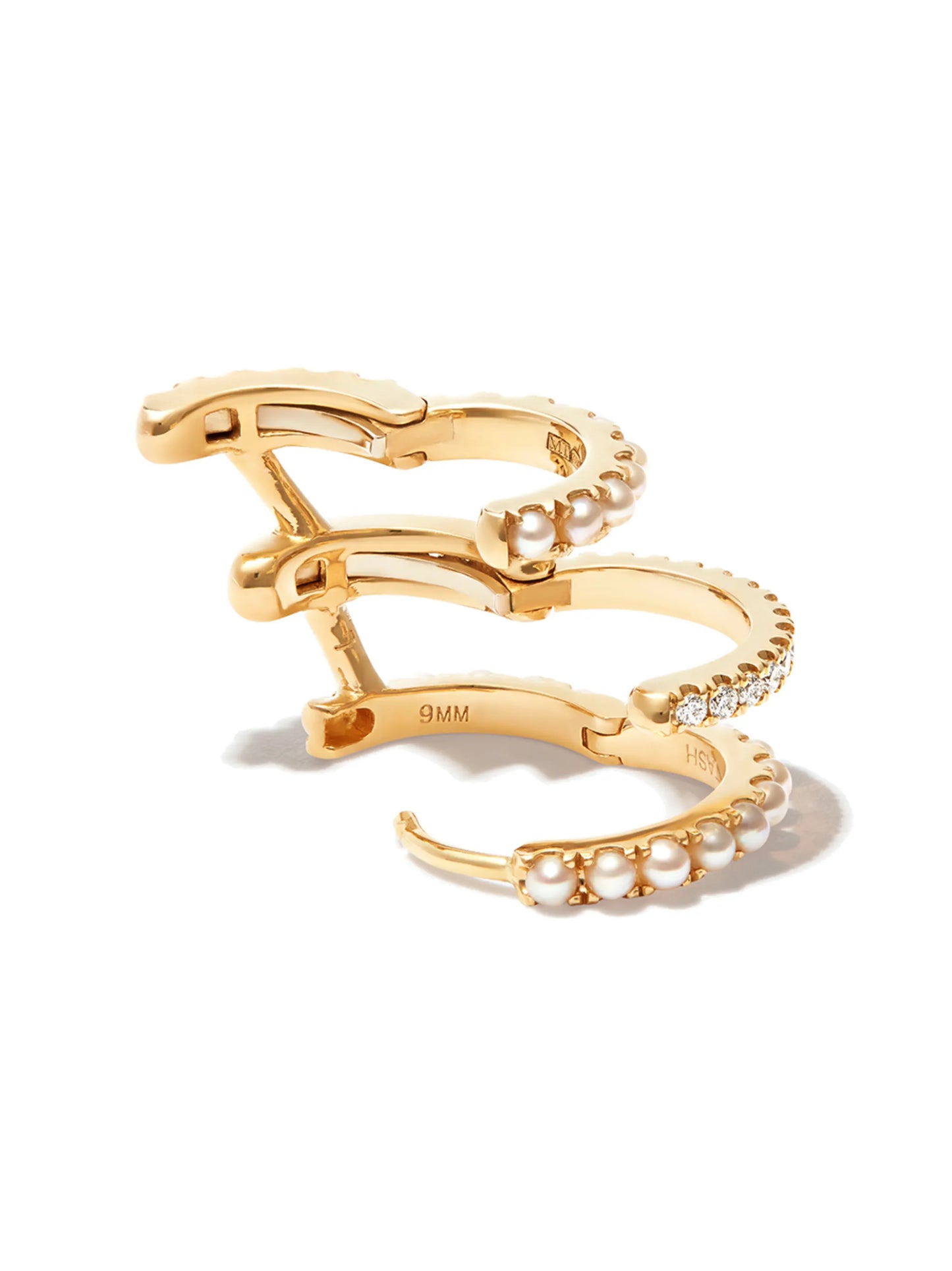 18kt yellow gold triple-hoop earring