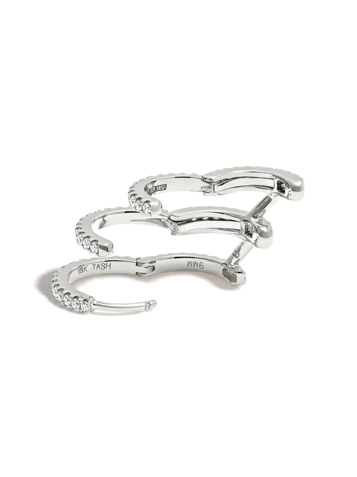 18kt white gold diamond triple-hoop earring