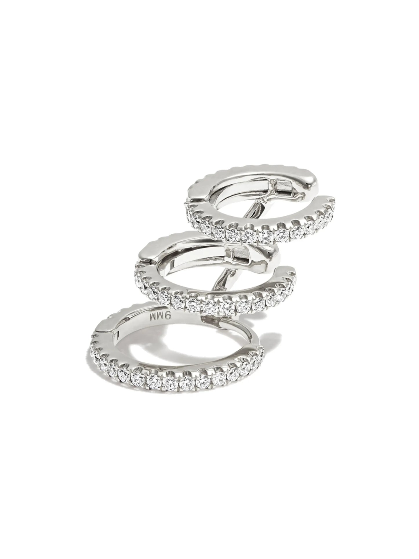 18kt white gold diamond triple-hoop earring