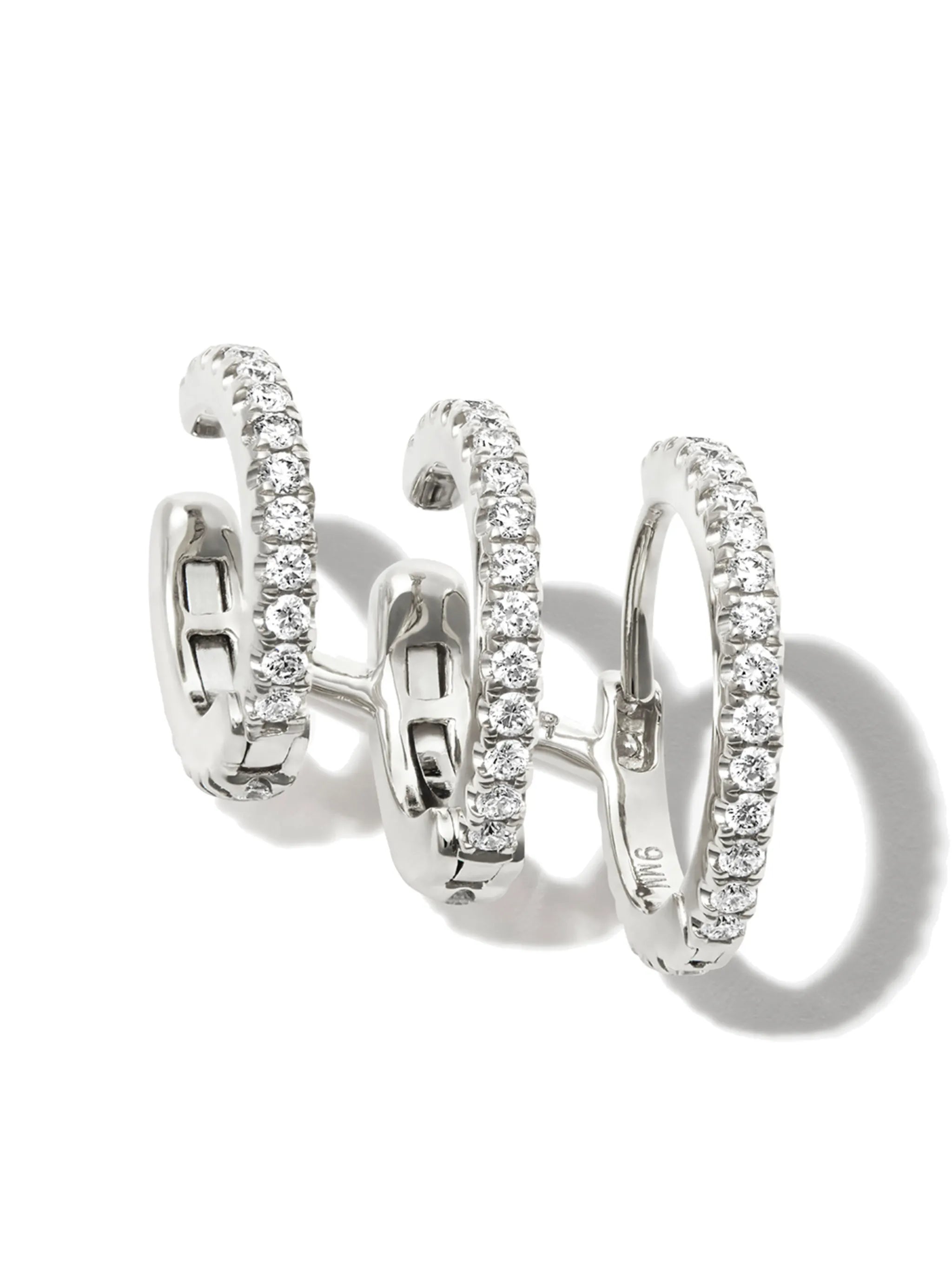 18kt white gold diamond triple-hoop earring