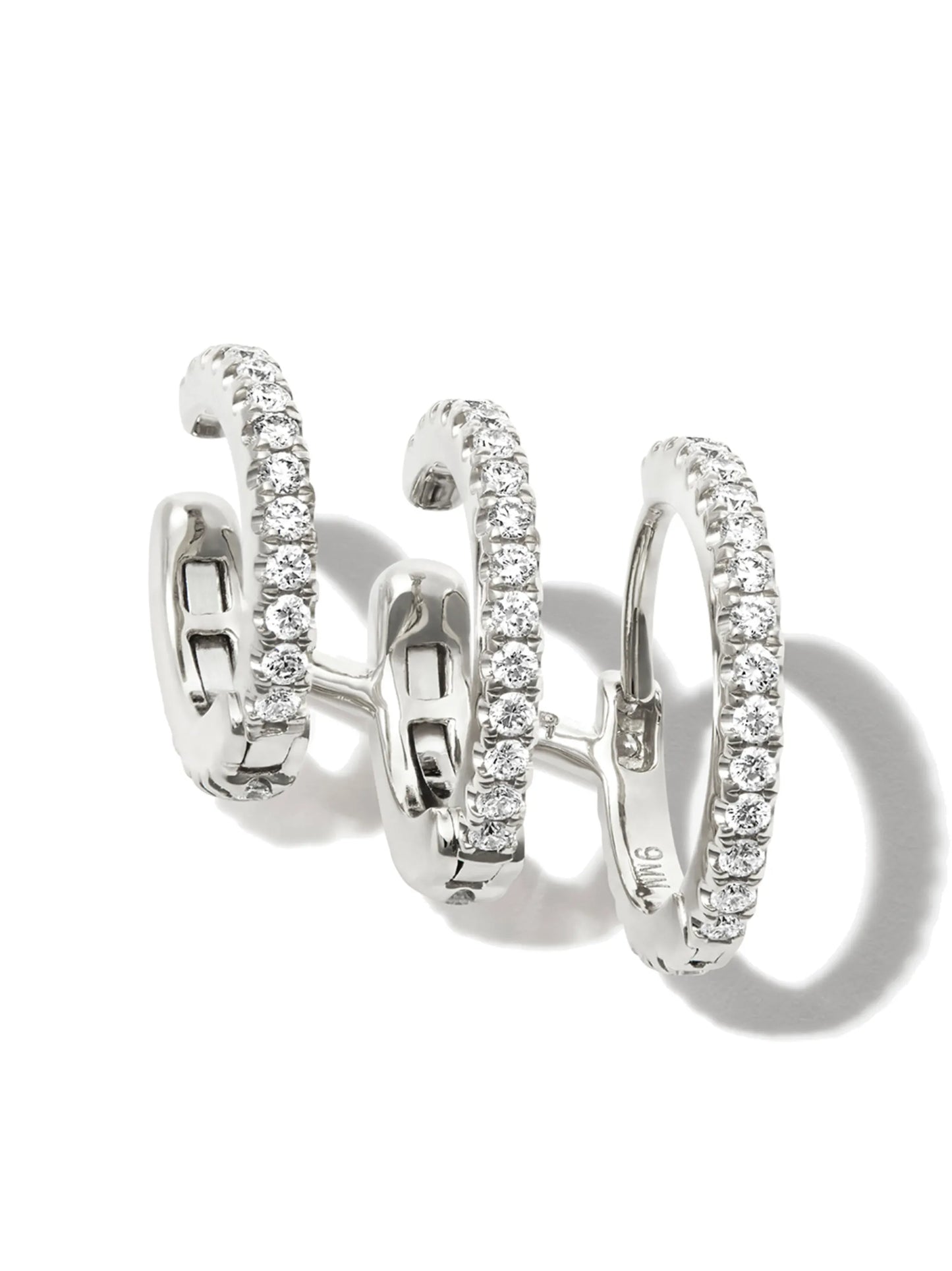 18kt white gold diamond triple-hoop earring