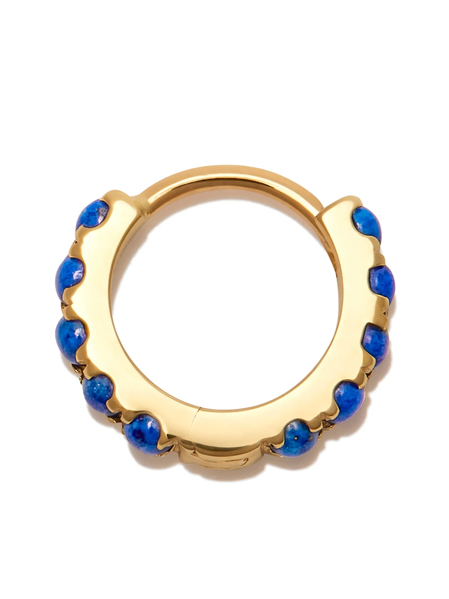 14kt yellow gold lapis lazuli hoop earring