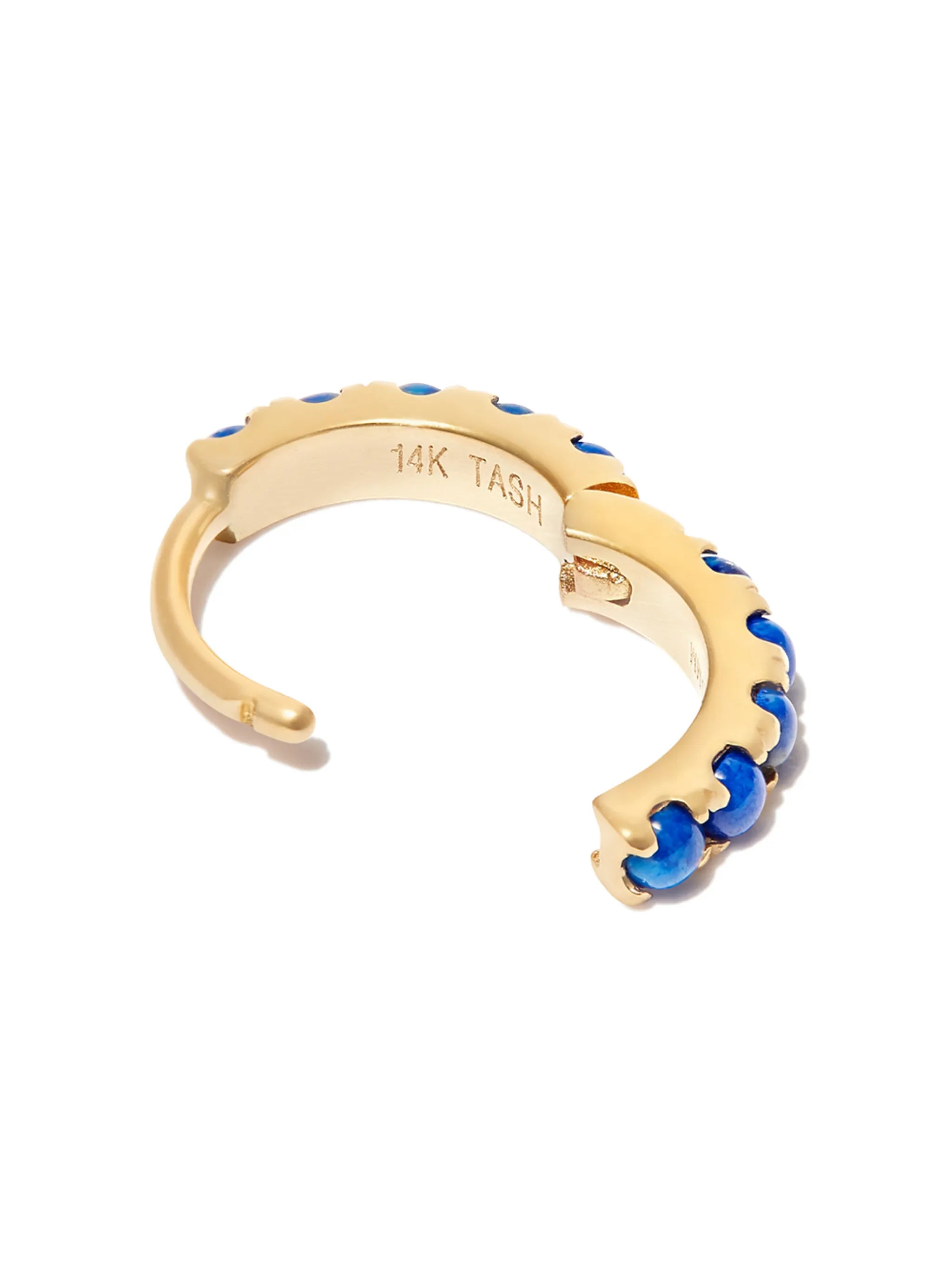 14kt yellow gold lapis lazuli hoop earring