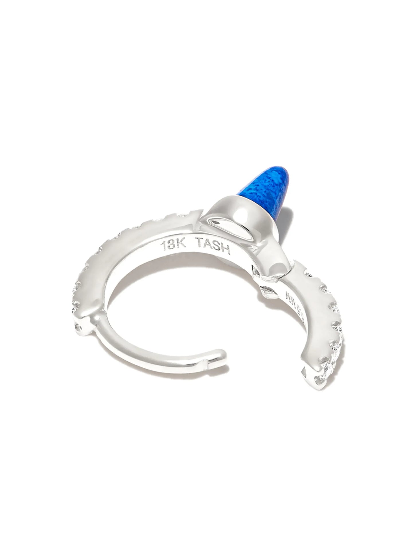 18kt white gold lapis lazuli and diamond earring