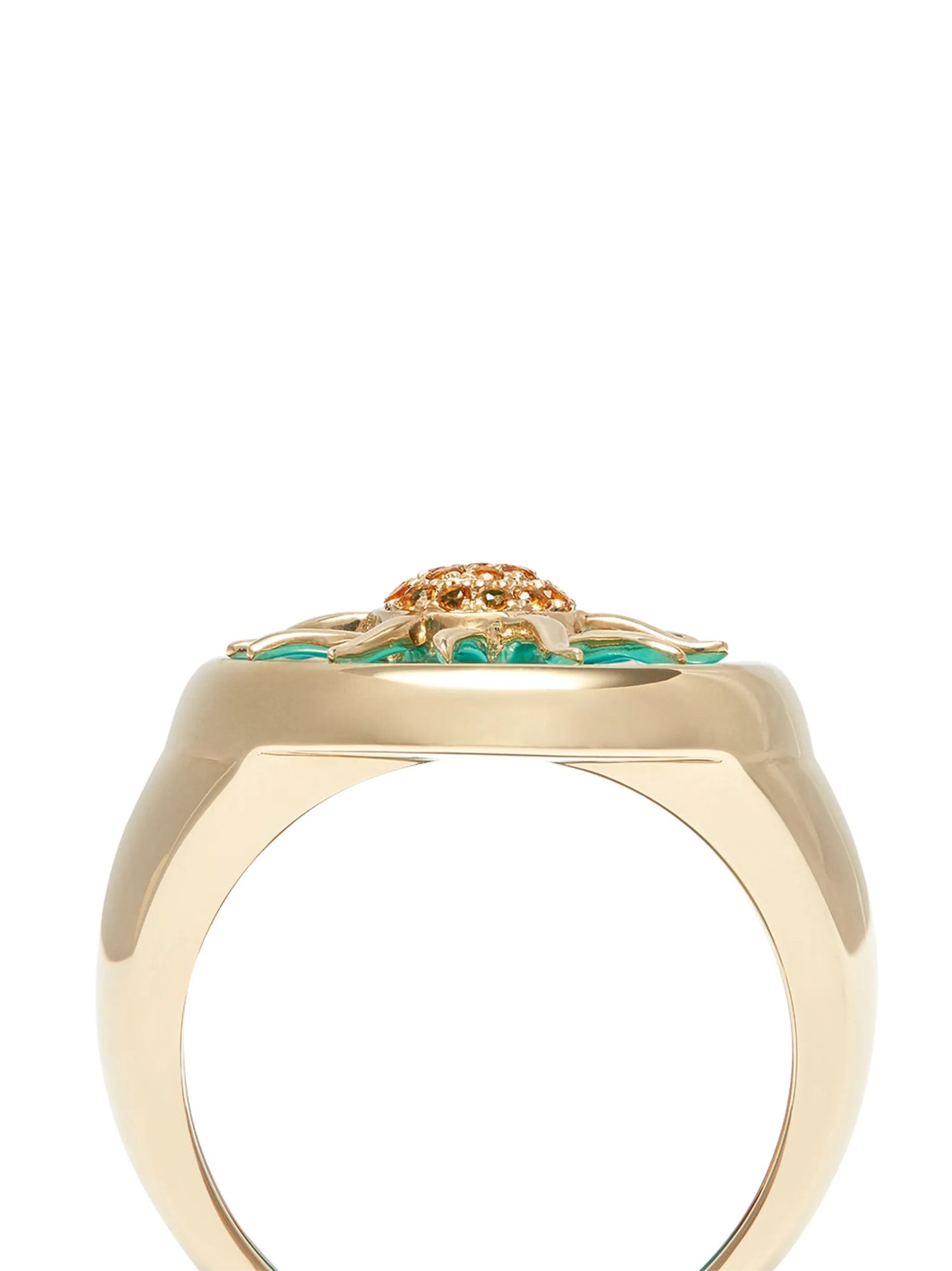 9kt yellow gold turquoise and citrine signet ring