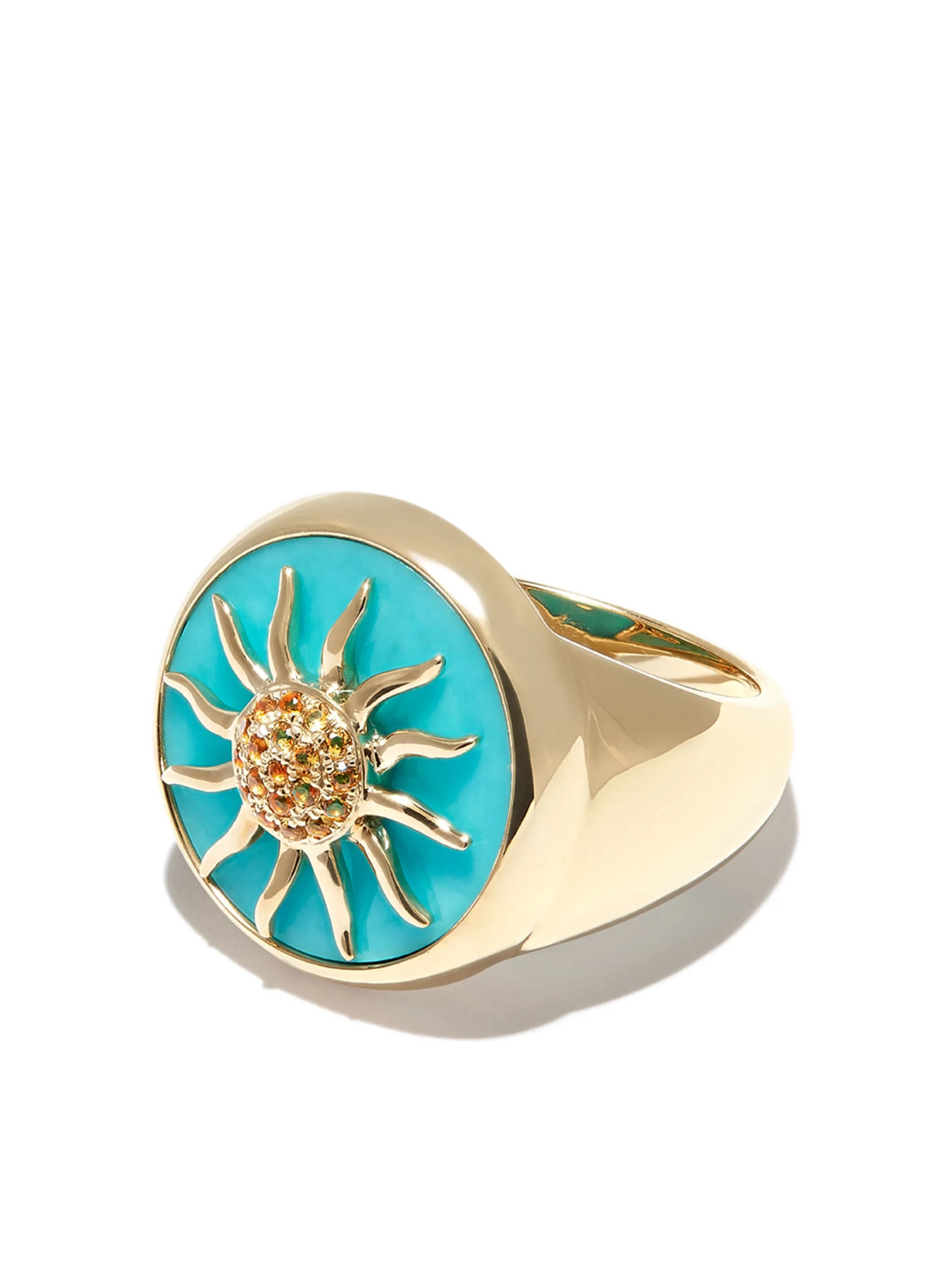 9kt yellow gold turquoise and citrine signet ring
