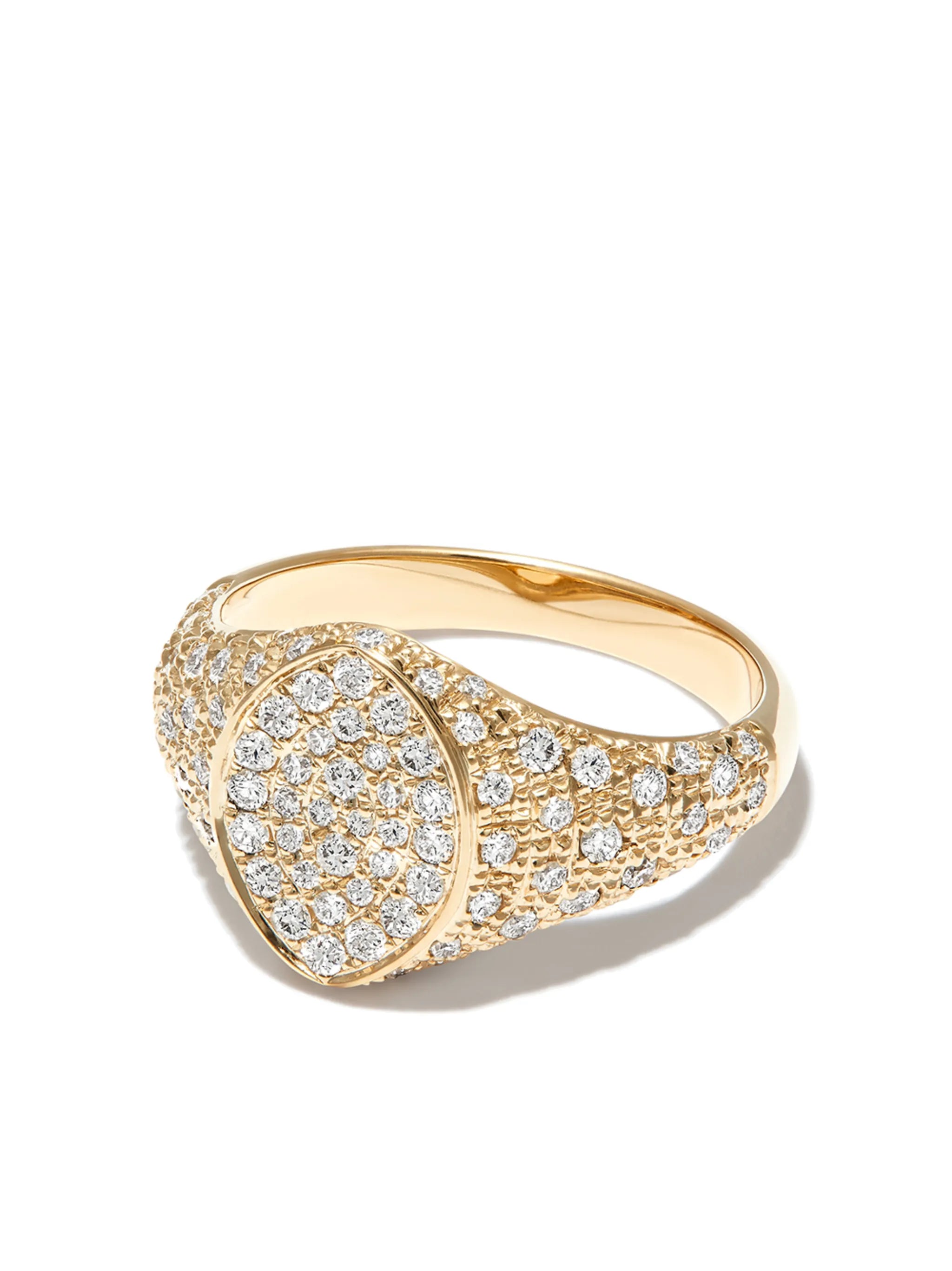 9kt yellow gold diamond signet ring