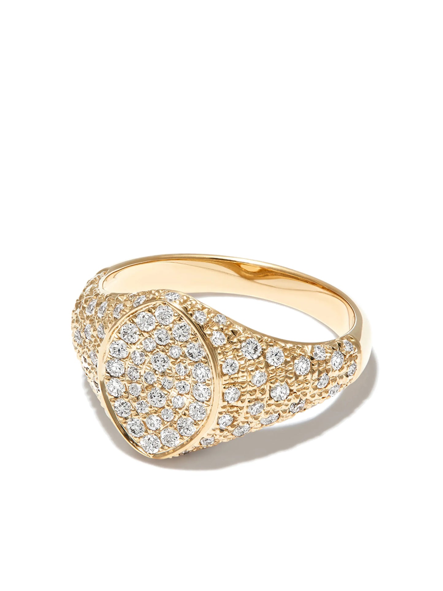 9kt yellow gold diamond signet ring
