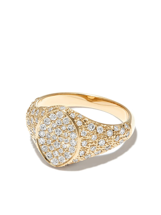 9kt yellow gold diamond signet ring