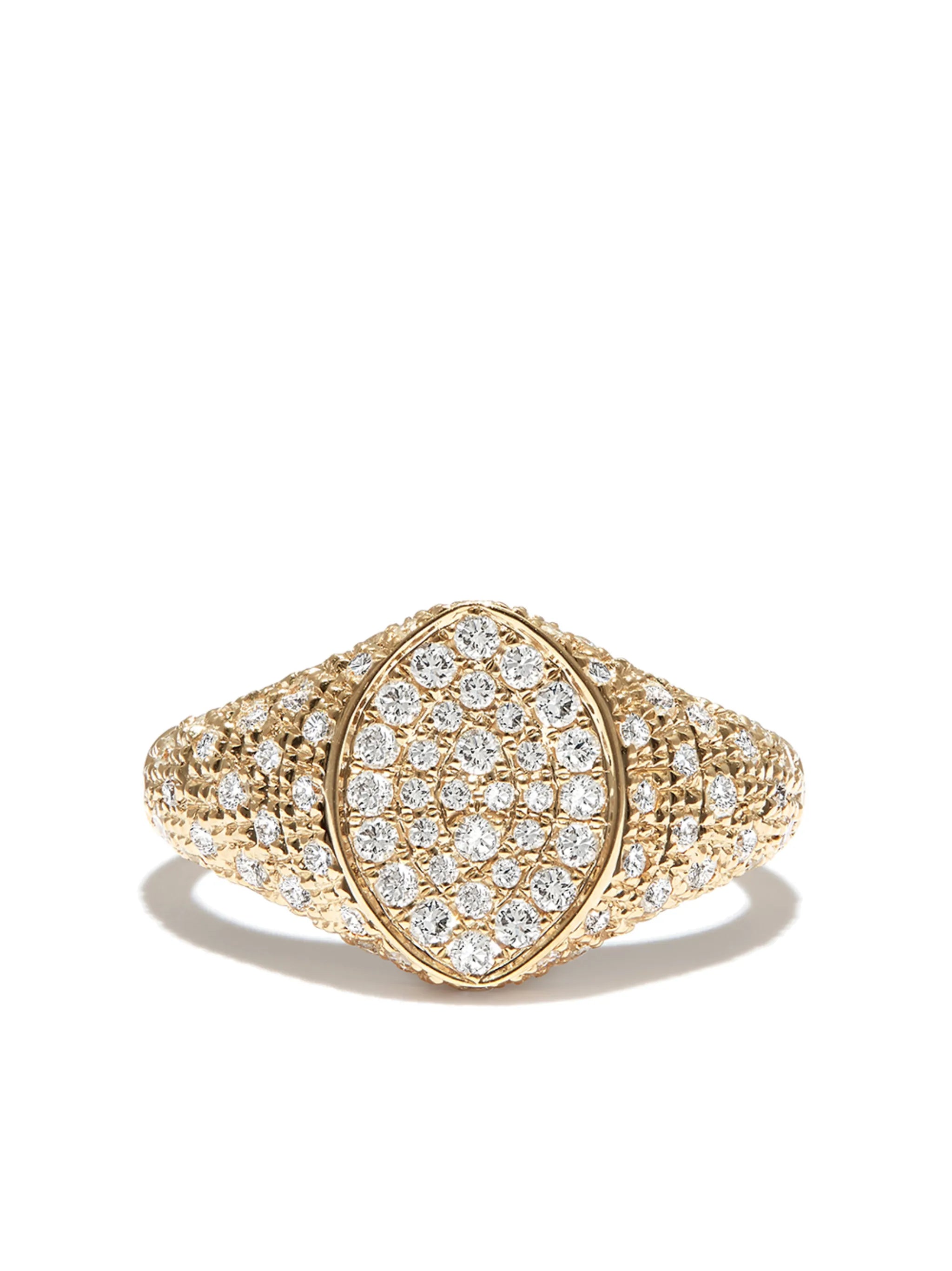 9kt yellow gold diamond signet ring