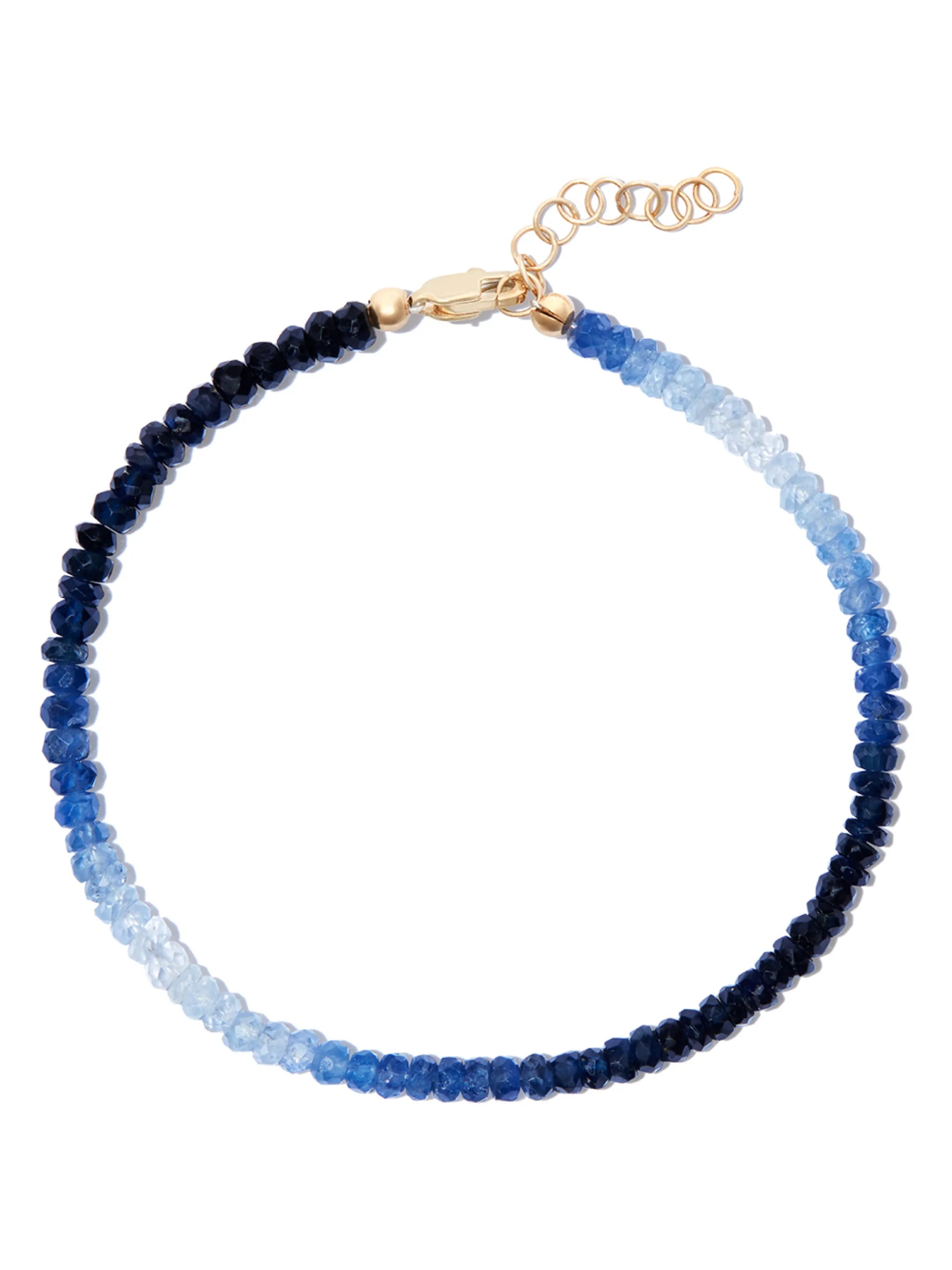 9kt yellow gold sapphire beaded bracelet