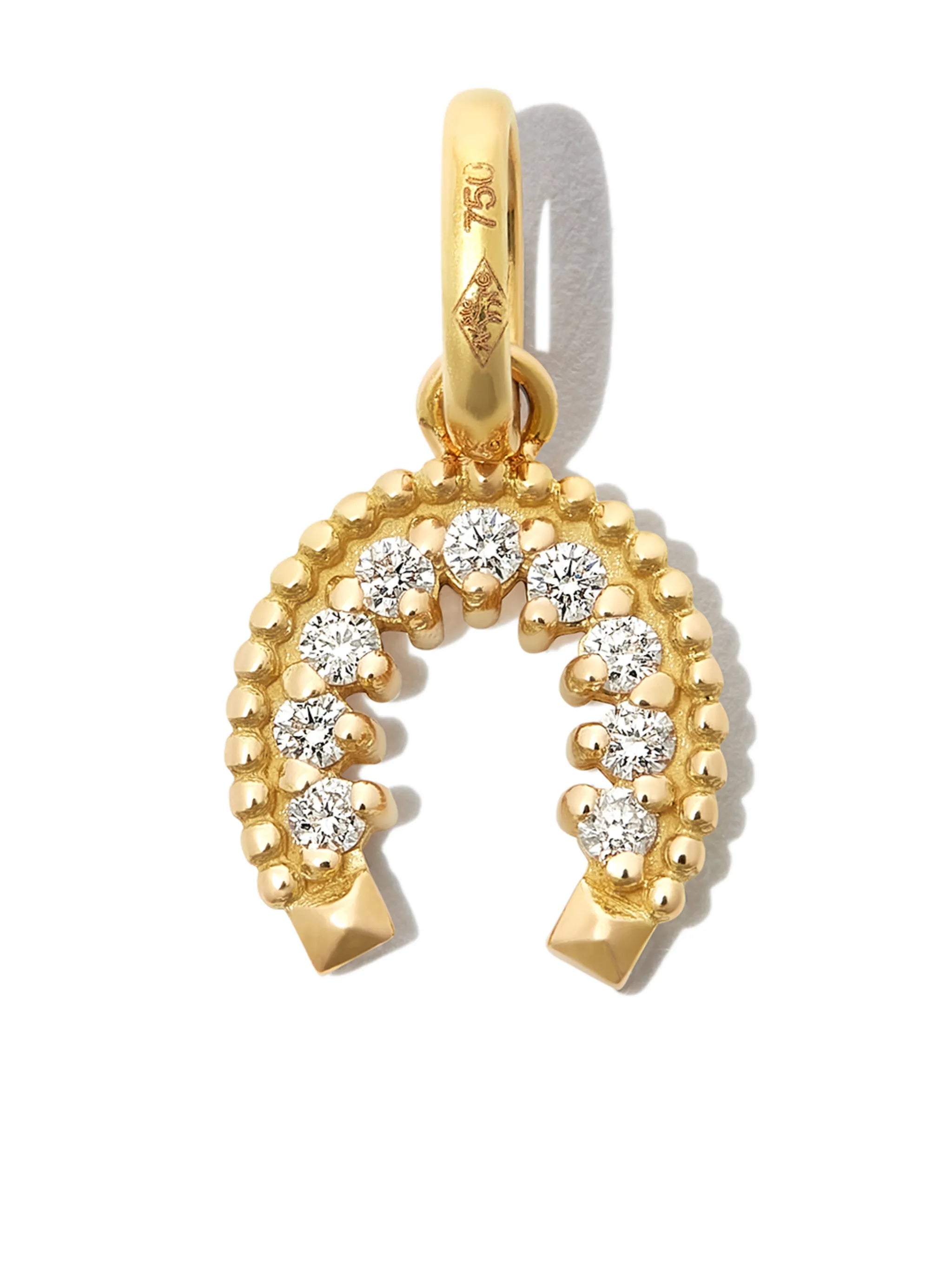 18kt yellow gold diamond horseshoe pendant