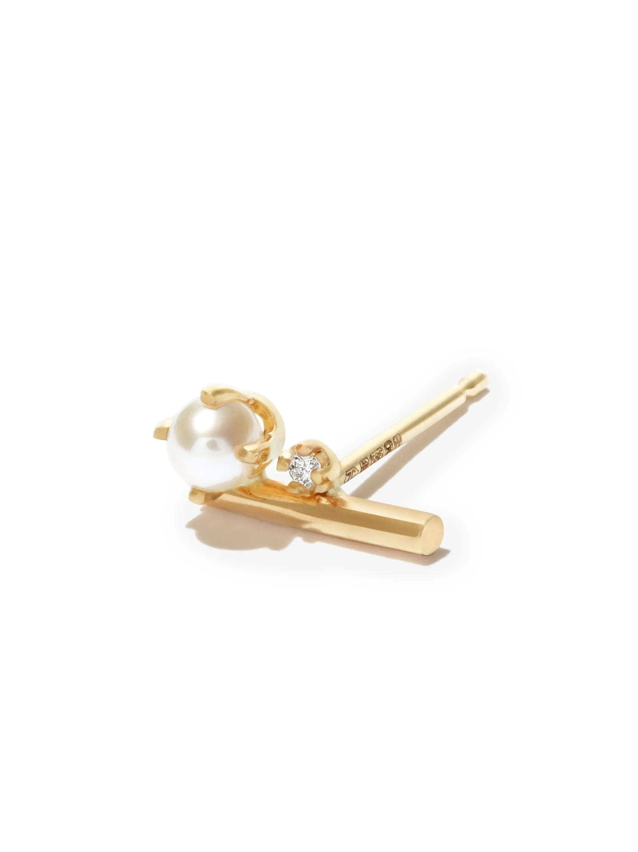 14kt yellow gold pearl and diamond stud earrings