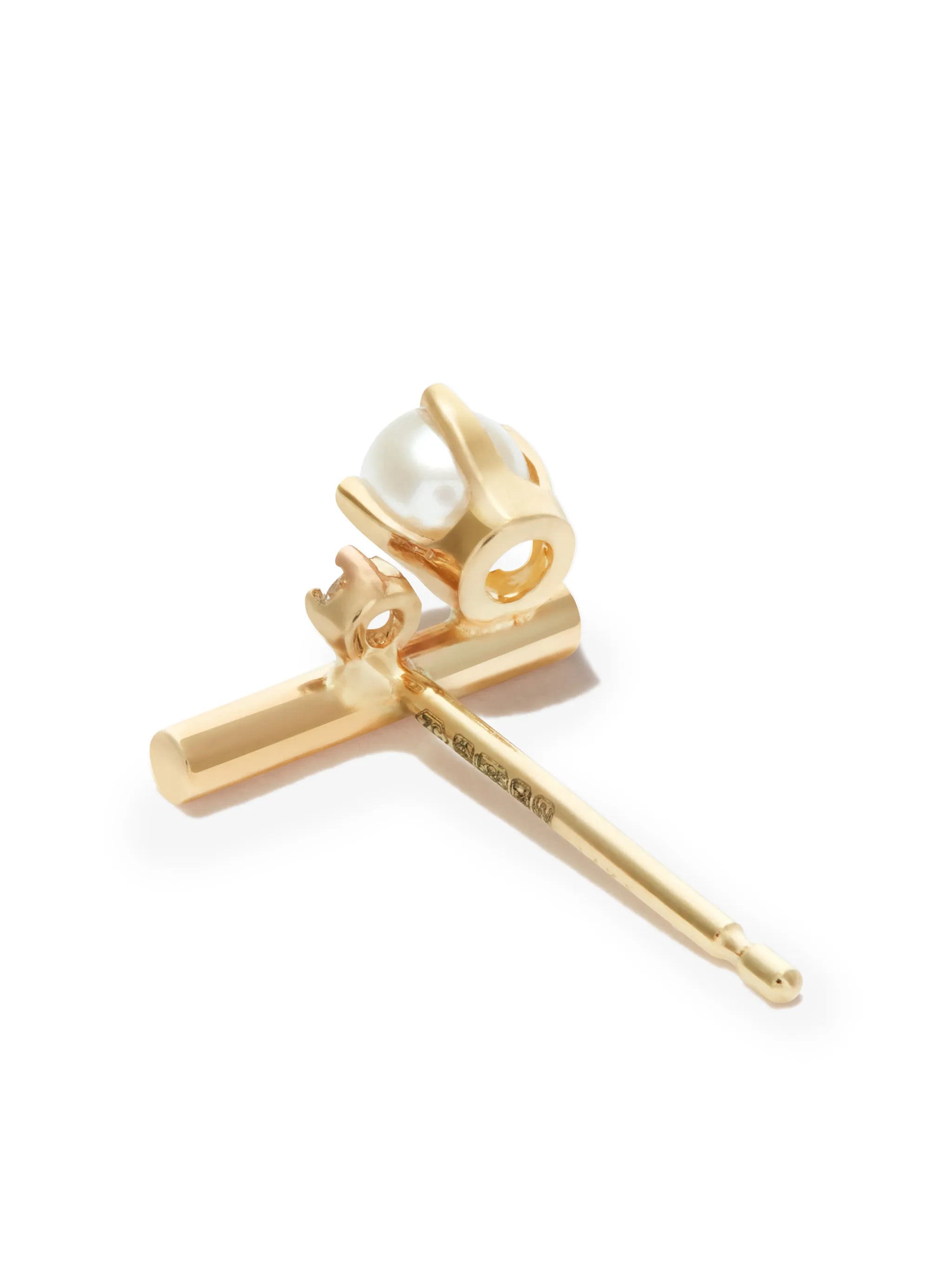 14kt yellow gold pearl and diamond stud earrings