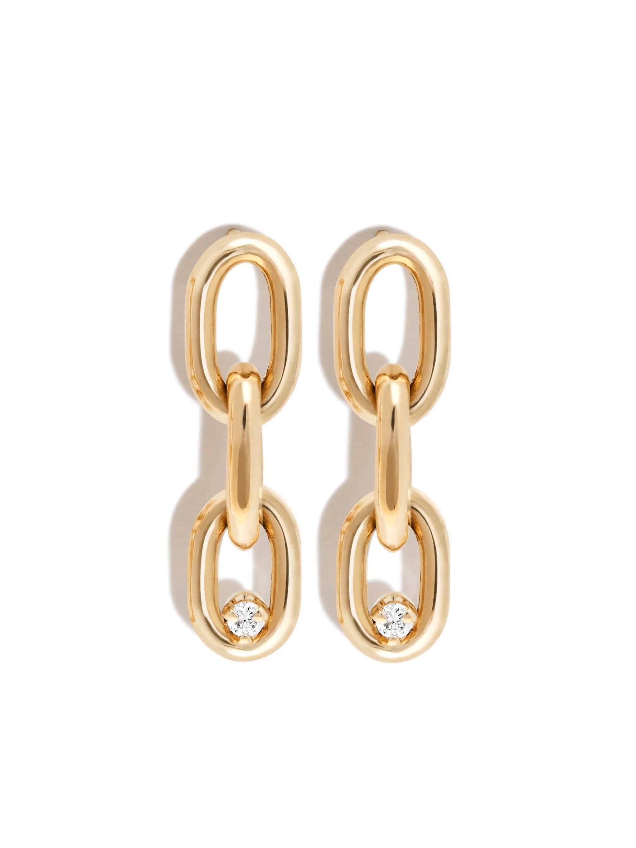 14kt yellow gold diamond chain-link earrings