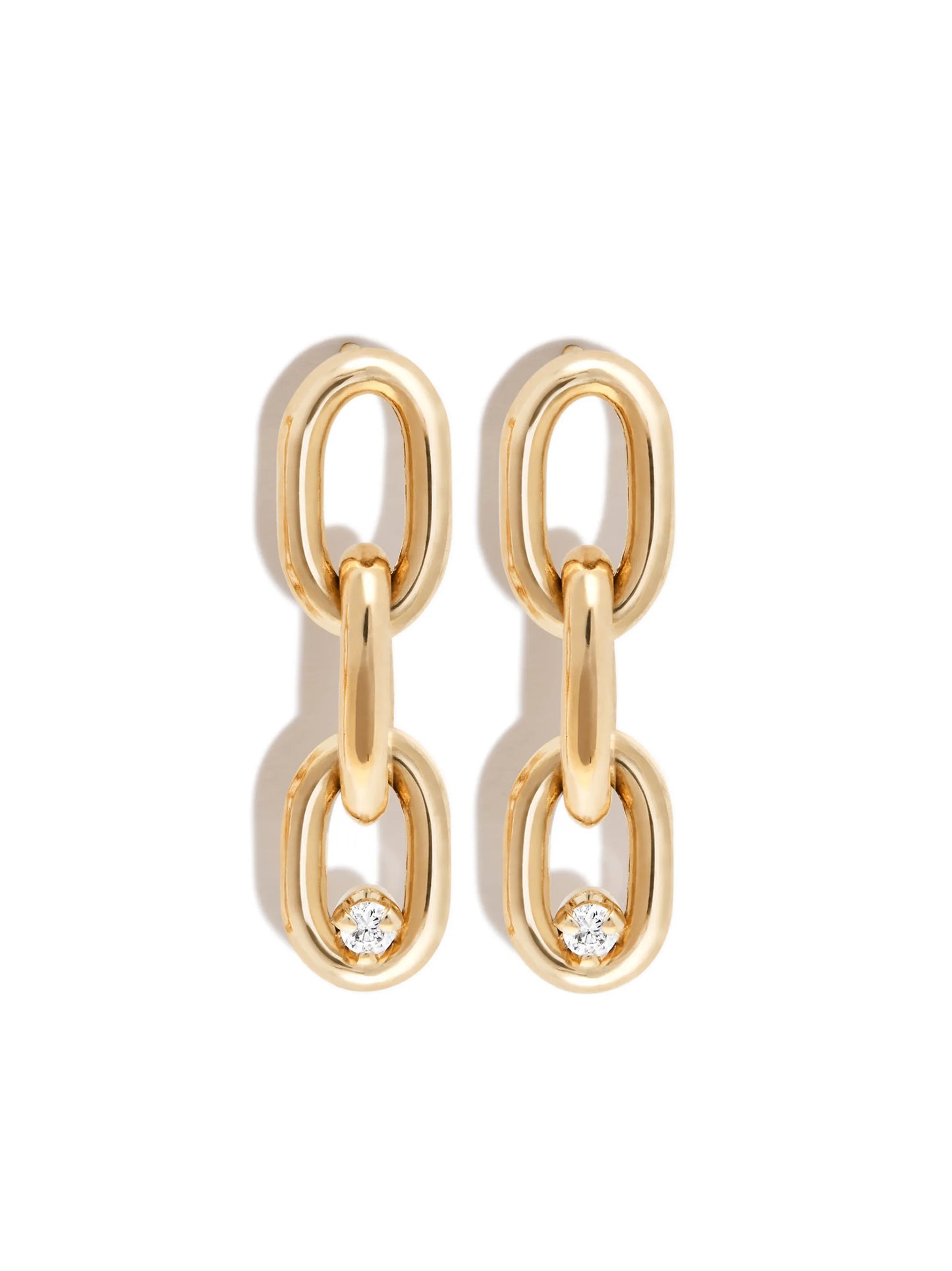 14kt yellow gold diamond chain-link earrings