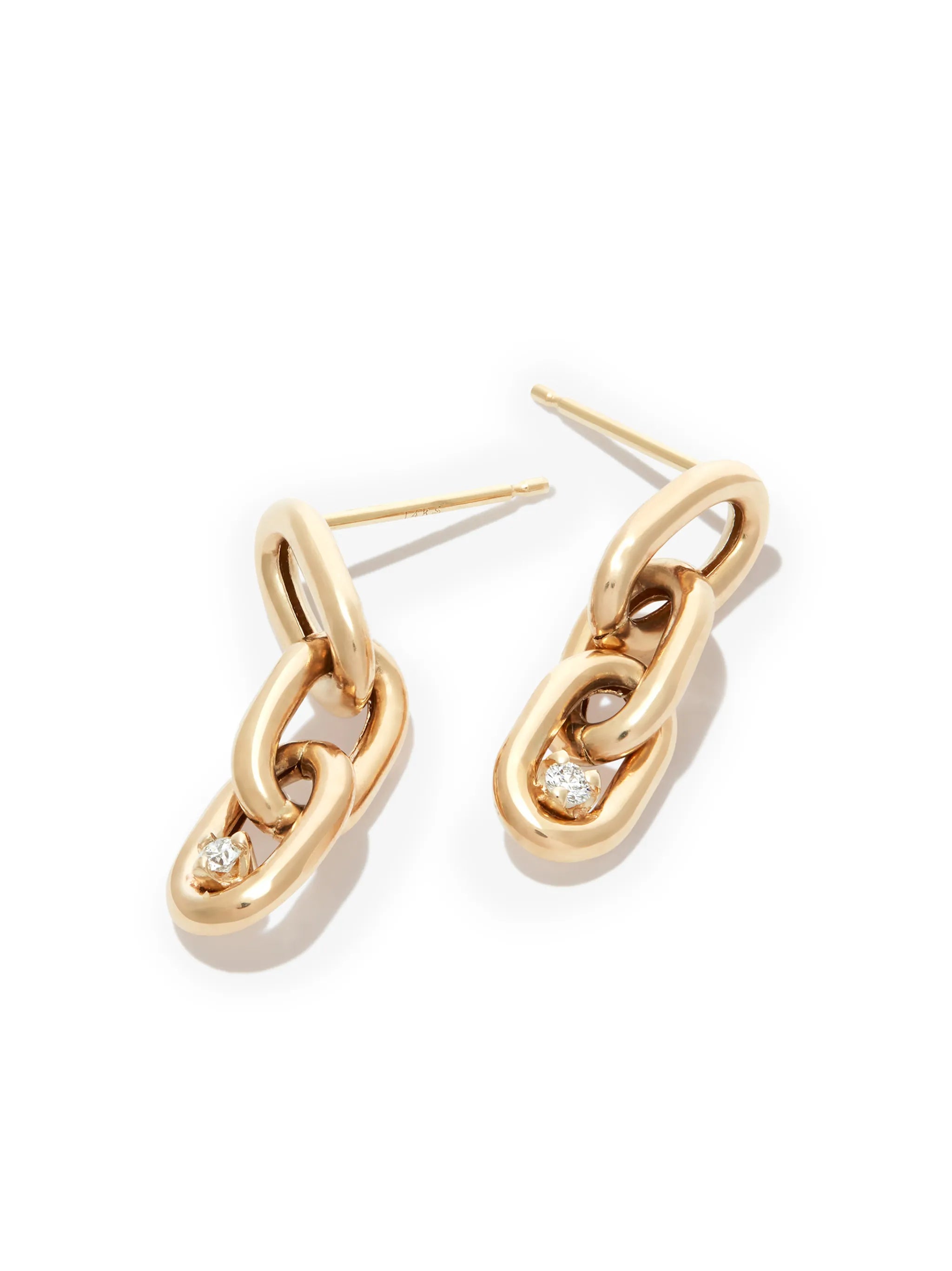 14kt yellow gold diamond chain-link earrings