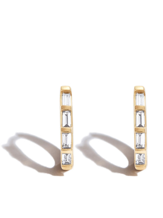14kt yellow gold diamond huggie hoop earrings
