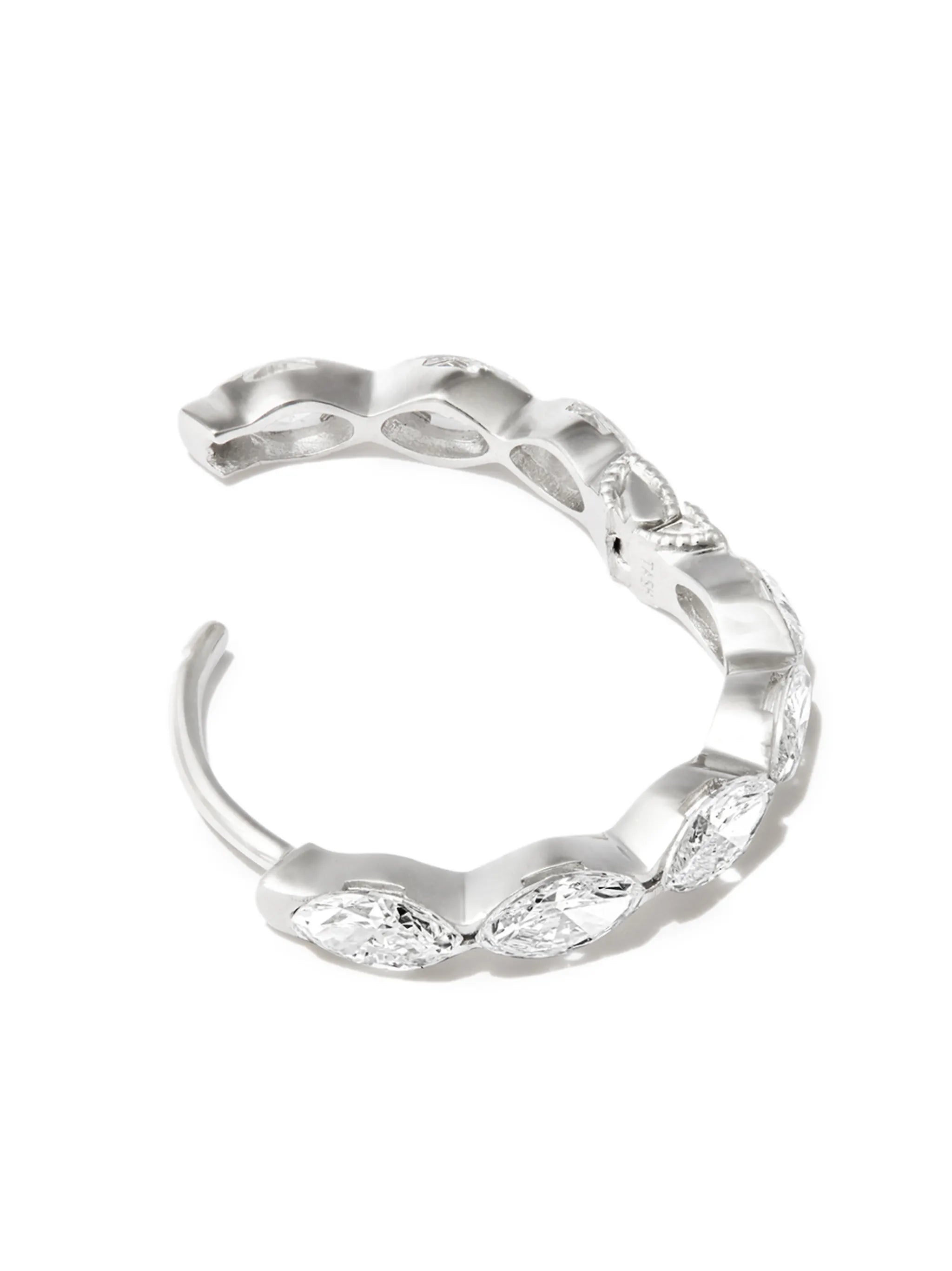 18kt white gold diamond hoop earring