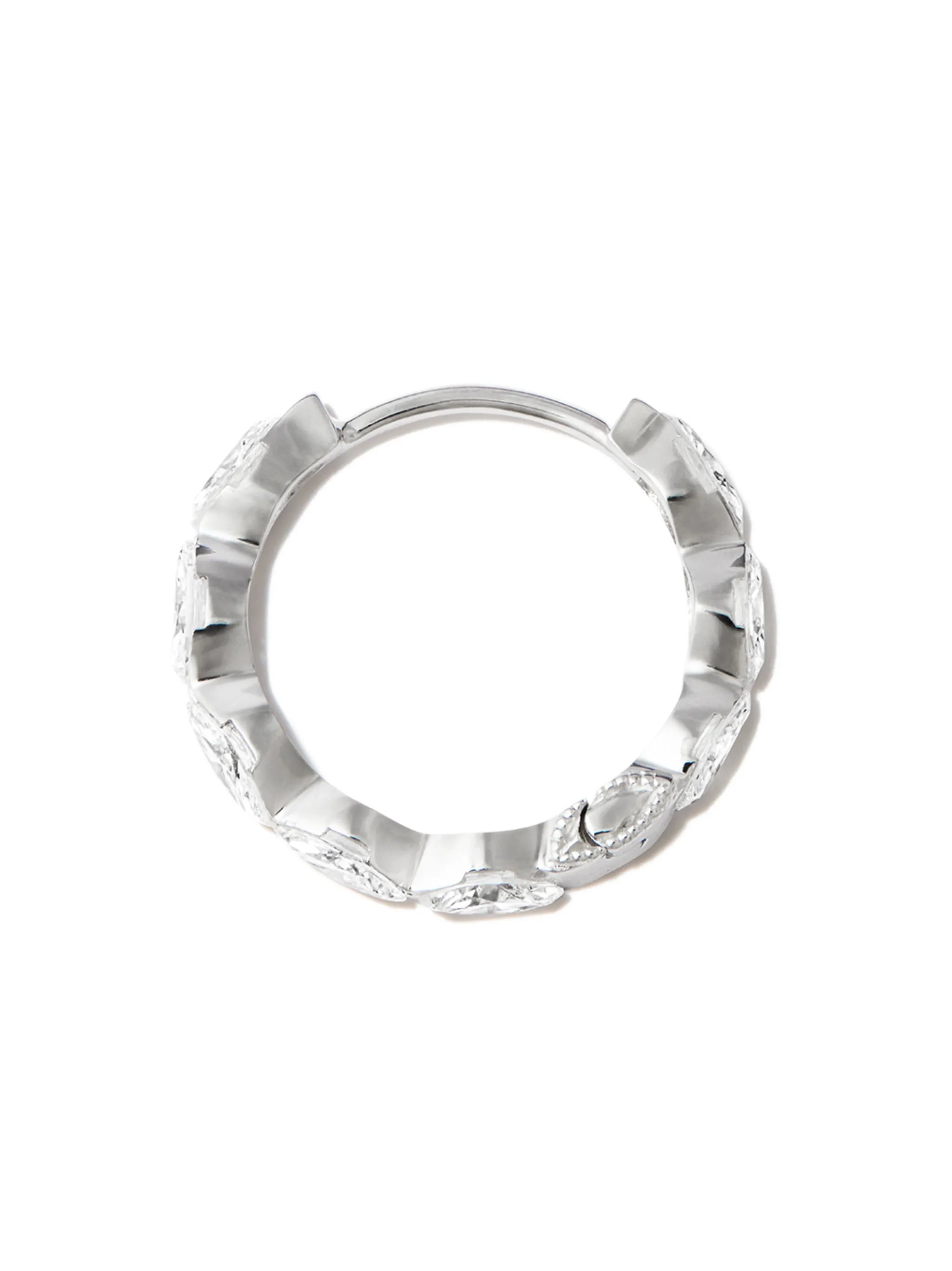 18kt white gold diamond hoop earring