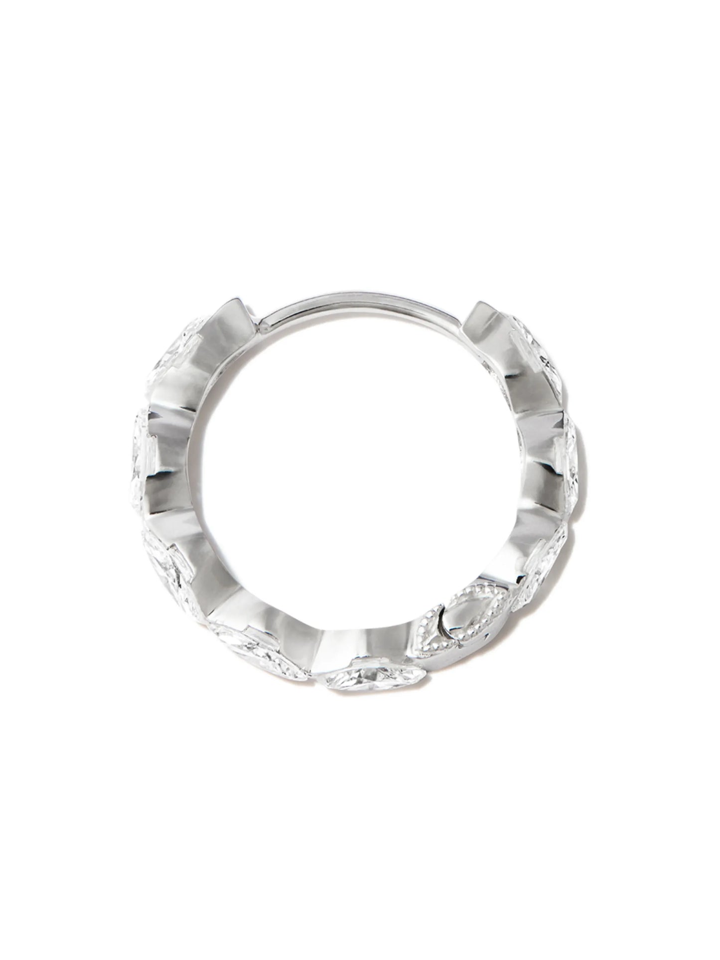 18kt white gold diamond hoop earring