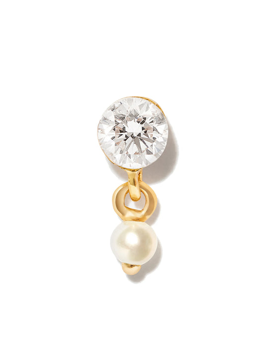 18kt yellow gold diamond and pearl stud earring