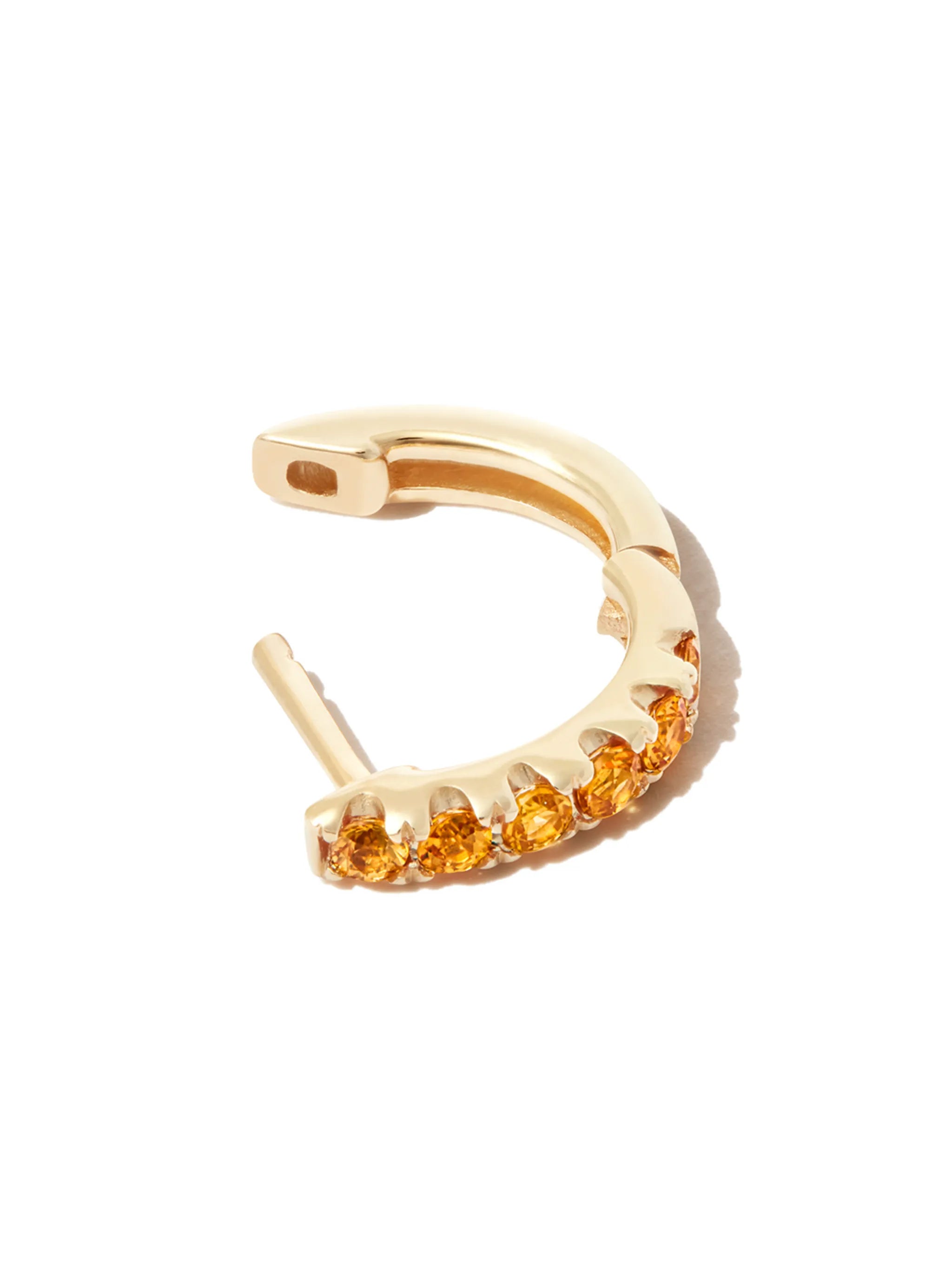 14kt yellow gold sapphire huggie single earring