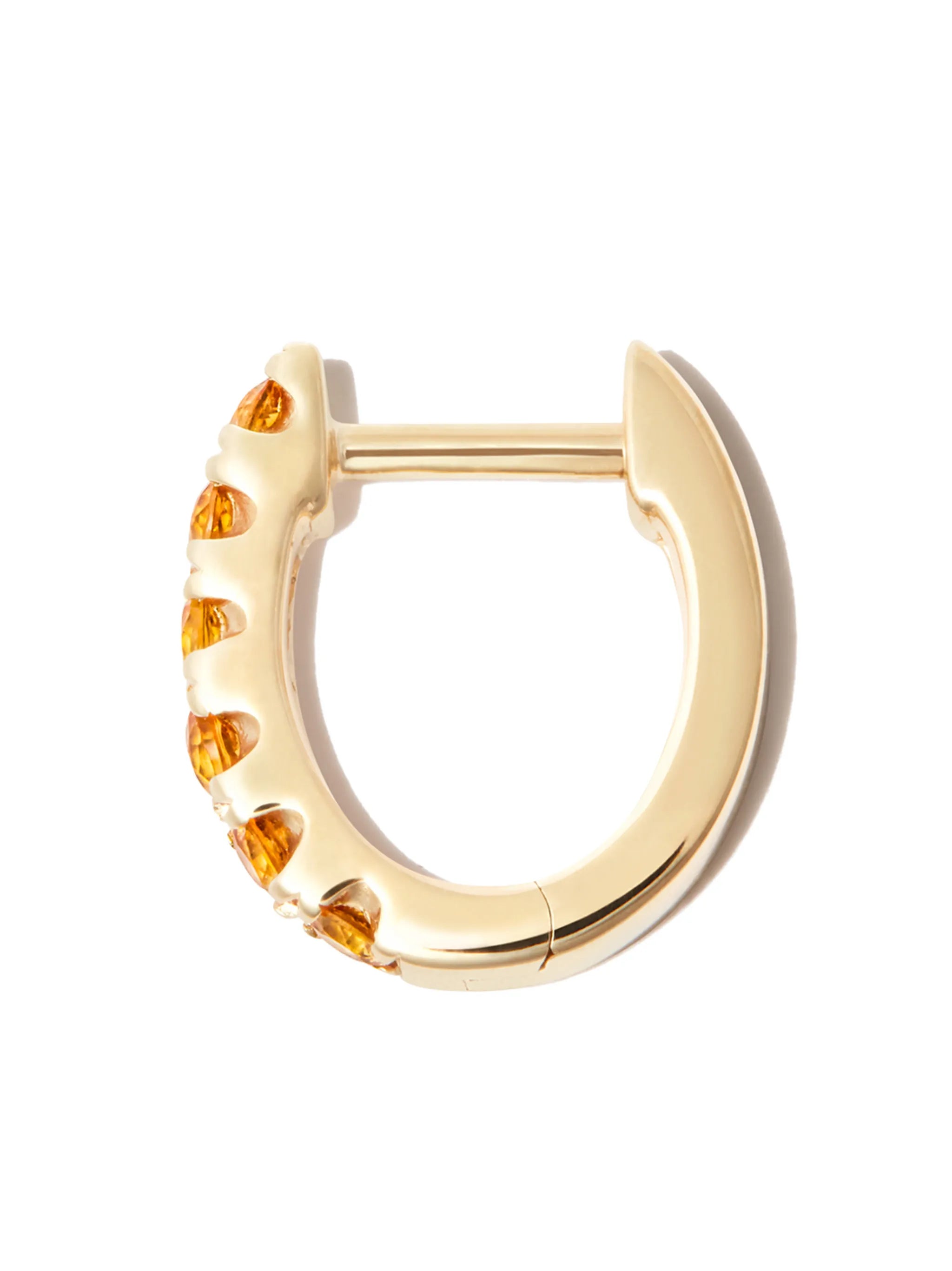 14kt yellow gold sapphire huggie single earring