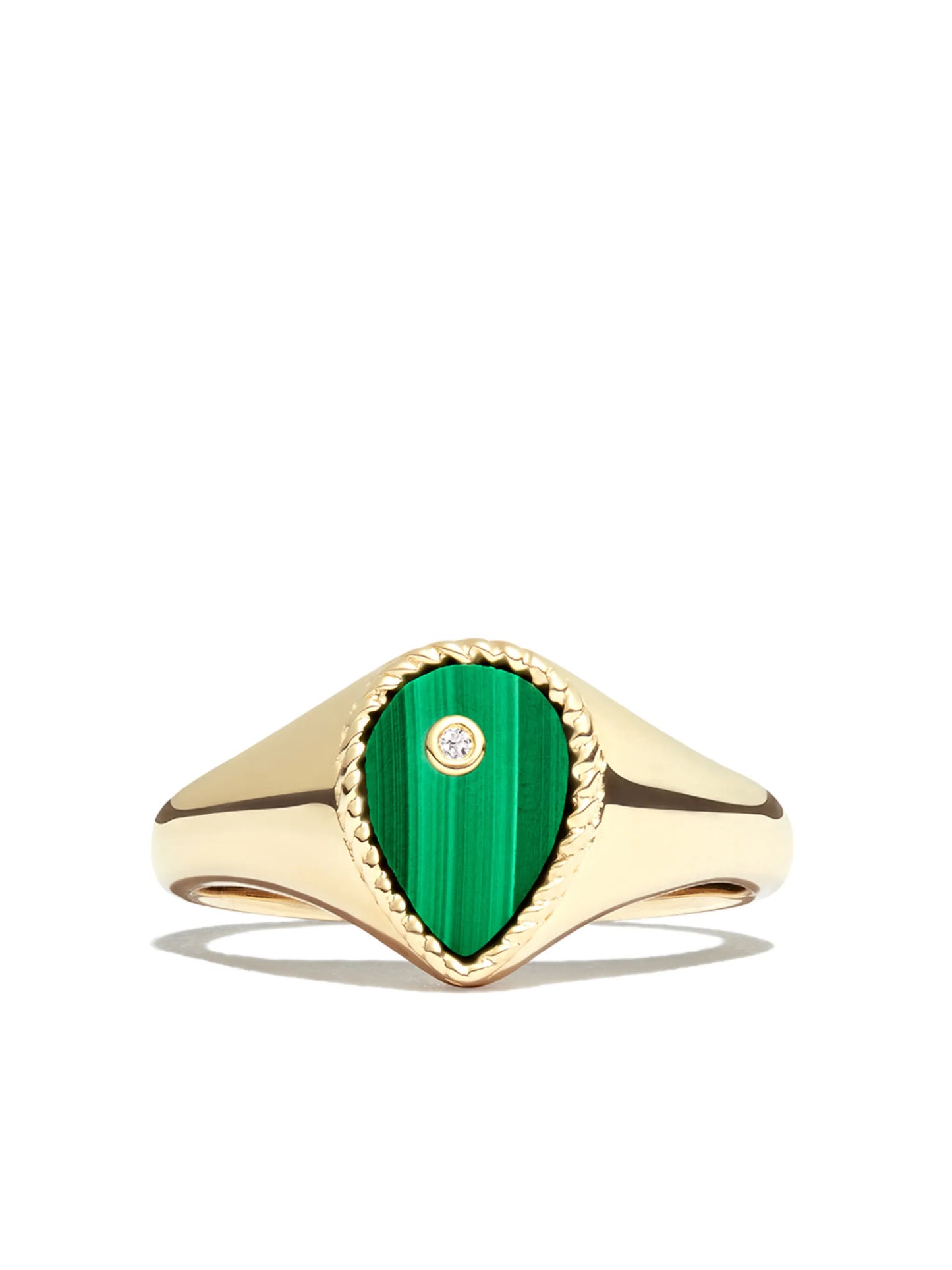 9kt yellow gold malachite signet ring