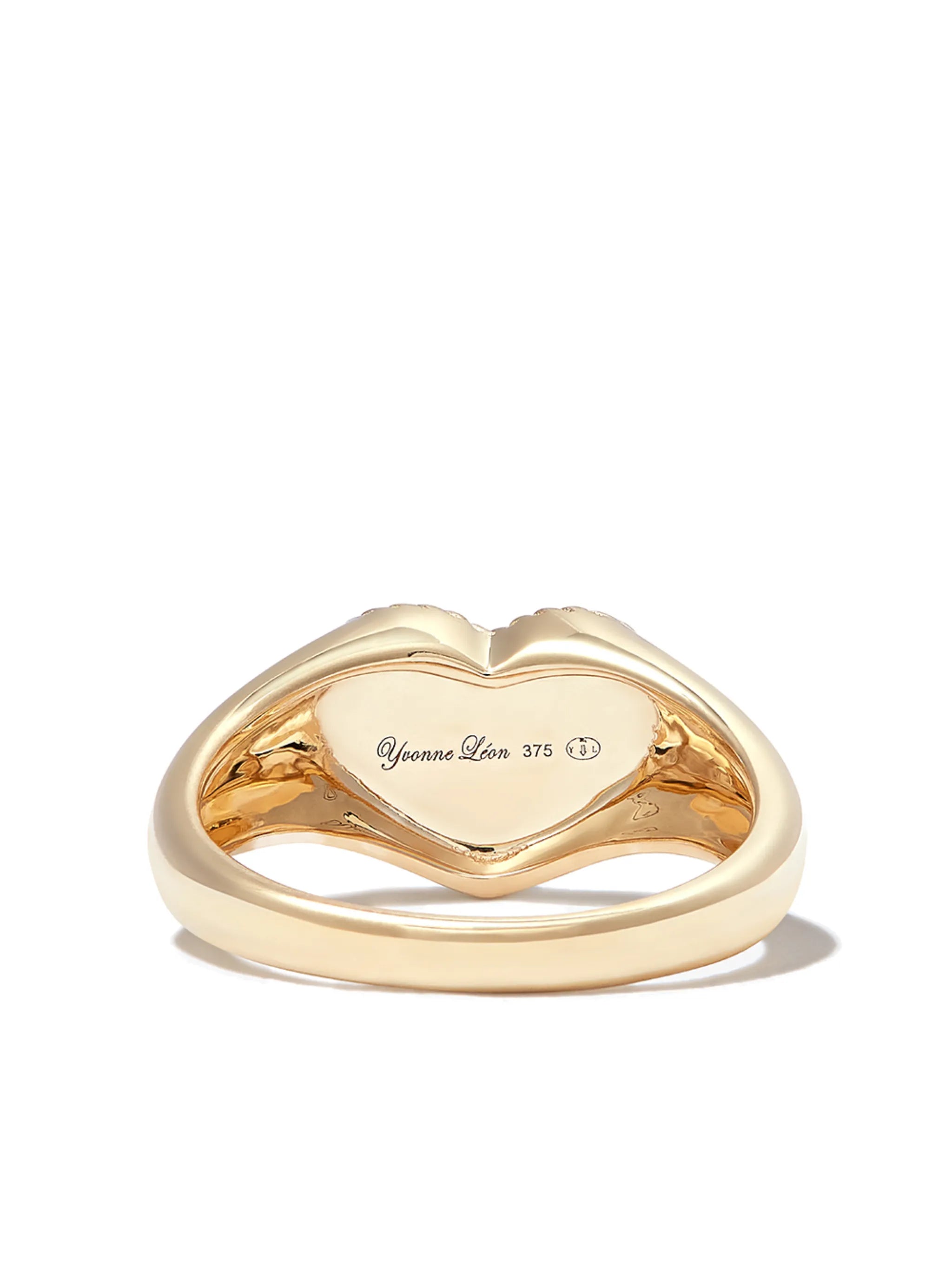 9kt yellow gold Mini Heart diamond signet ring