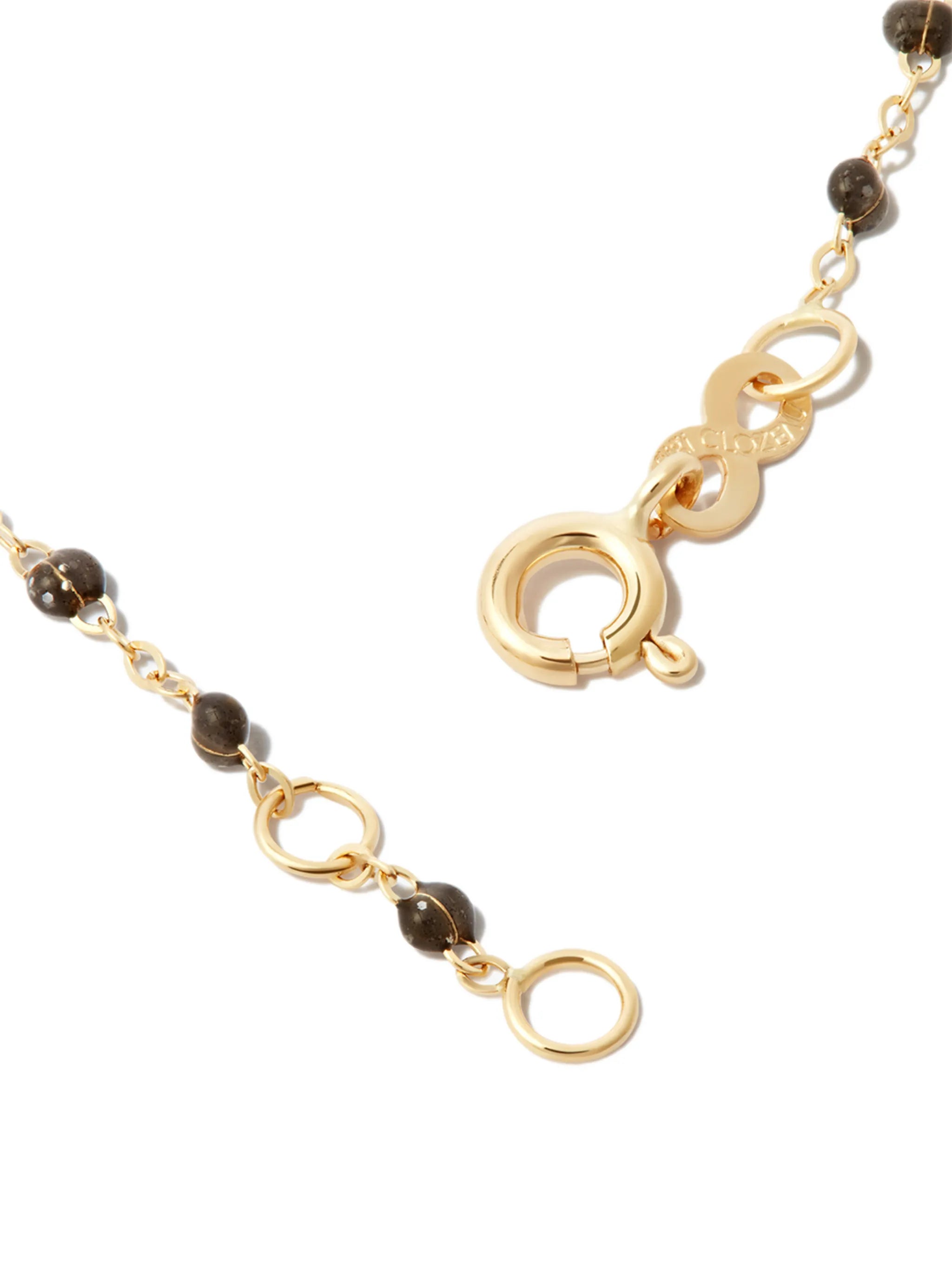 18kt yellow gold quartz bead vintage cross diamond bracelet