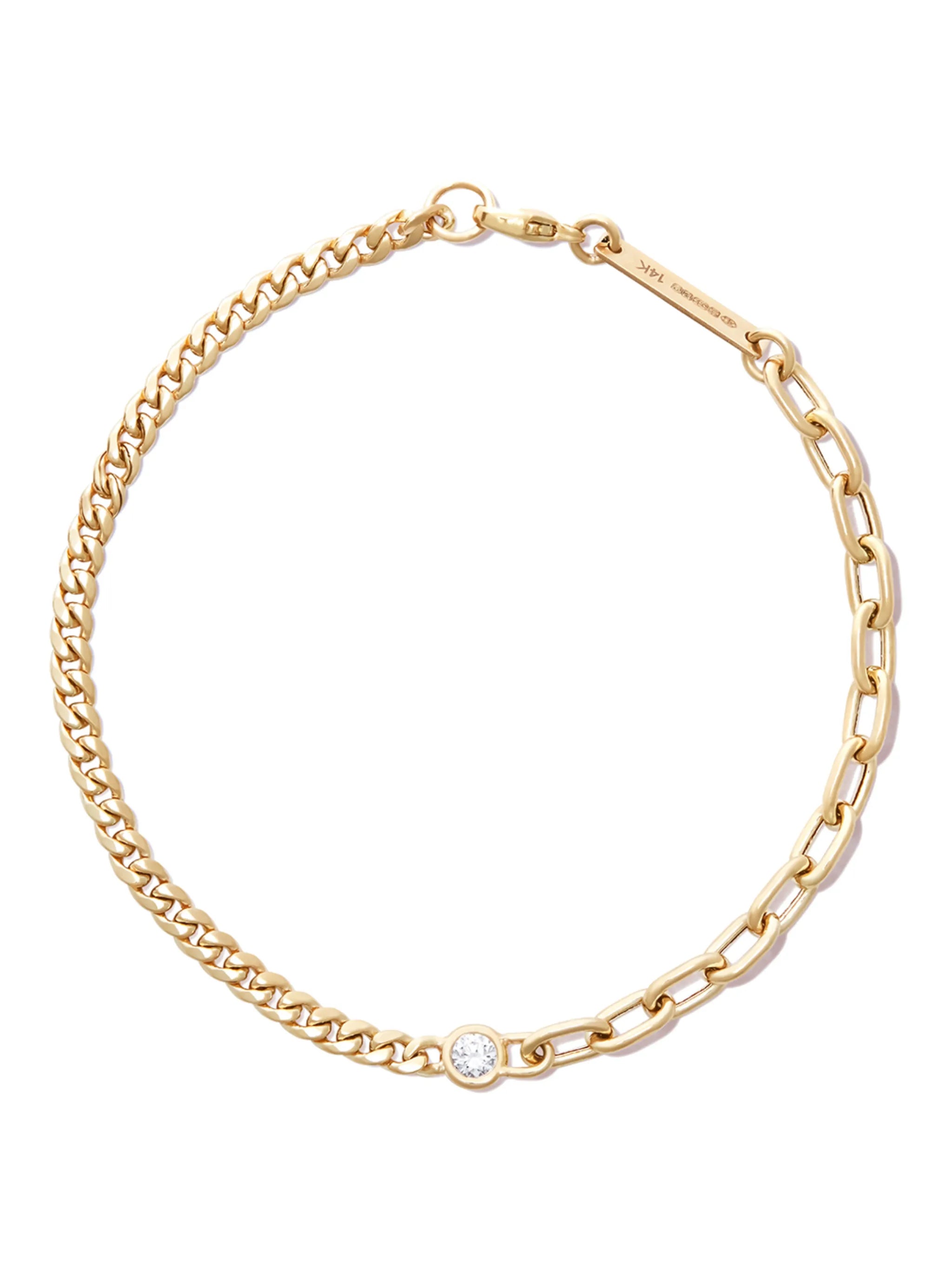 14kt yellow gold diamond chain-link bracelet