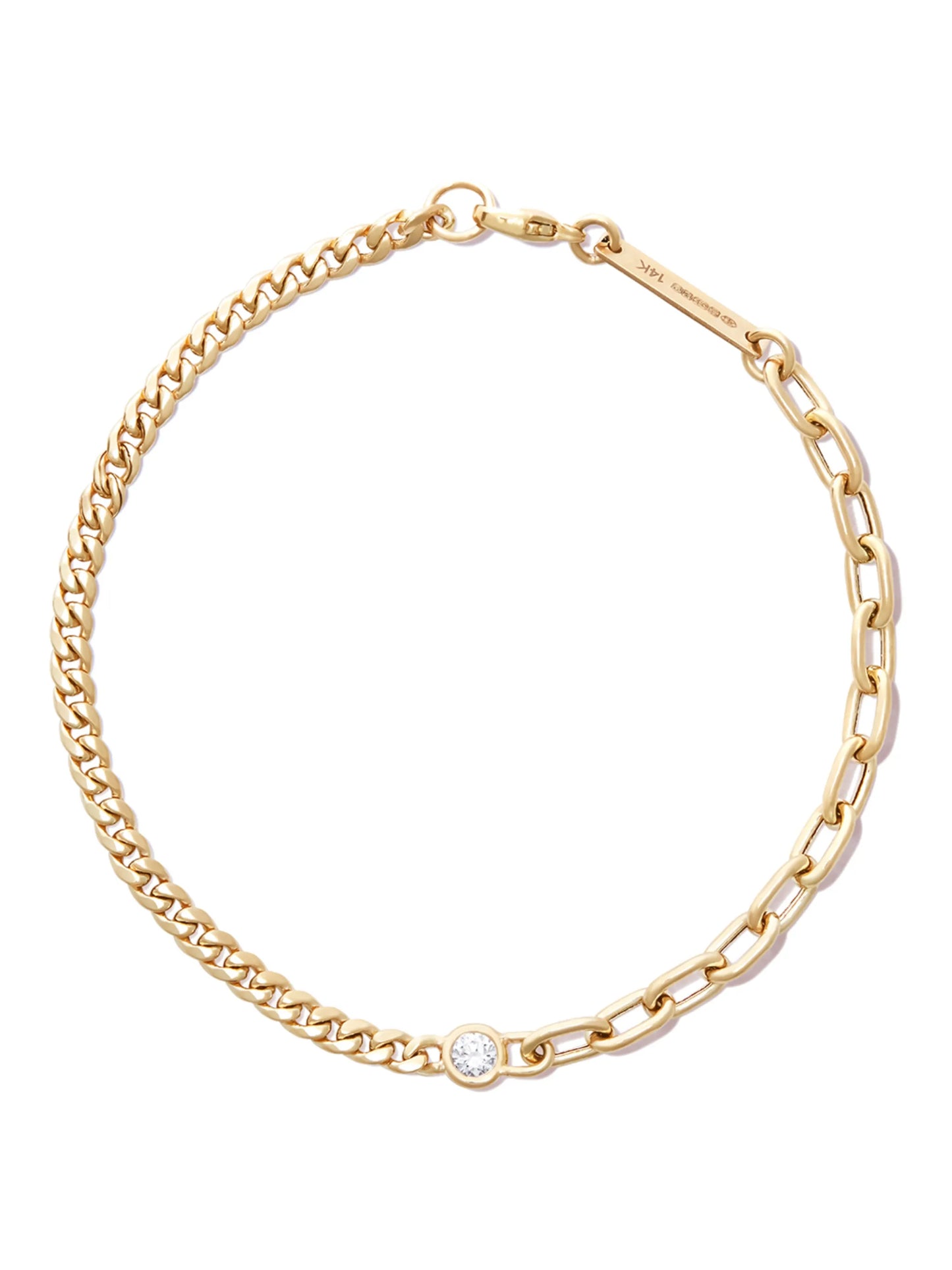 14kt yellow gold diamond chain-link bracelet
