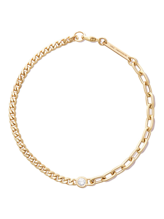 14kt yellow gold diamond chain-link bracelet