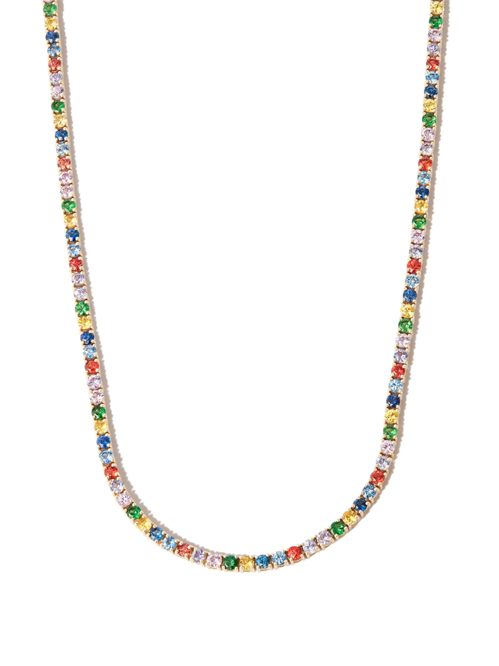 14kt yellow gold sapphire tennis necklace