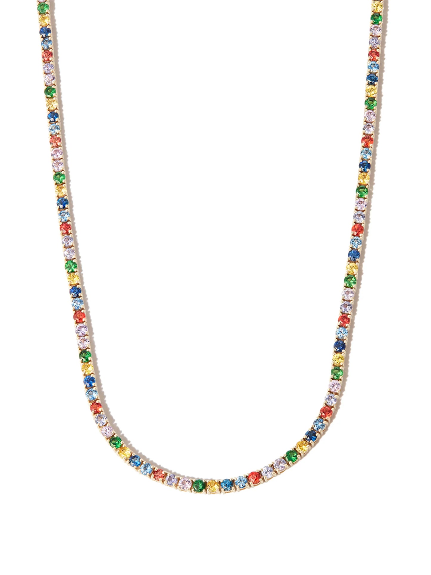 14kt yellow gold sapphire tennis necklace