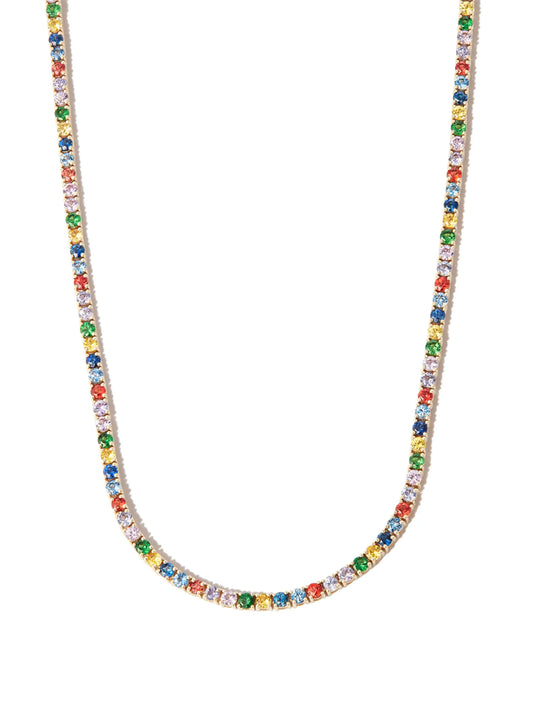 14kt yellow gold sapphire tennis necklace